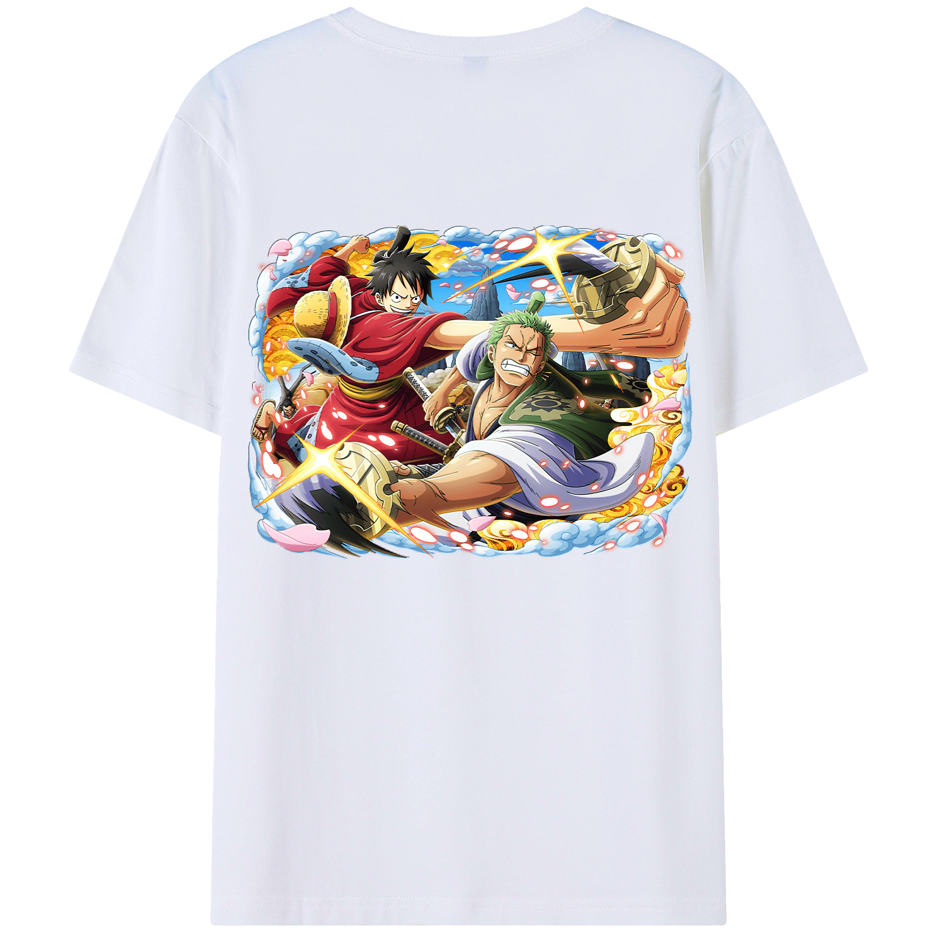 ワンピース モンキー・D・ルフィ ONE PIECE Monkey D. Luffy 綿100％ メンズ半袖Tシャツ（バックプリント） 通気性