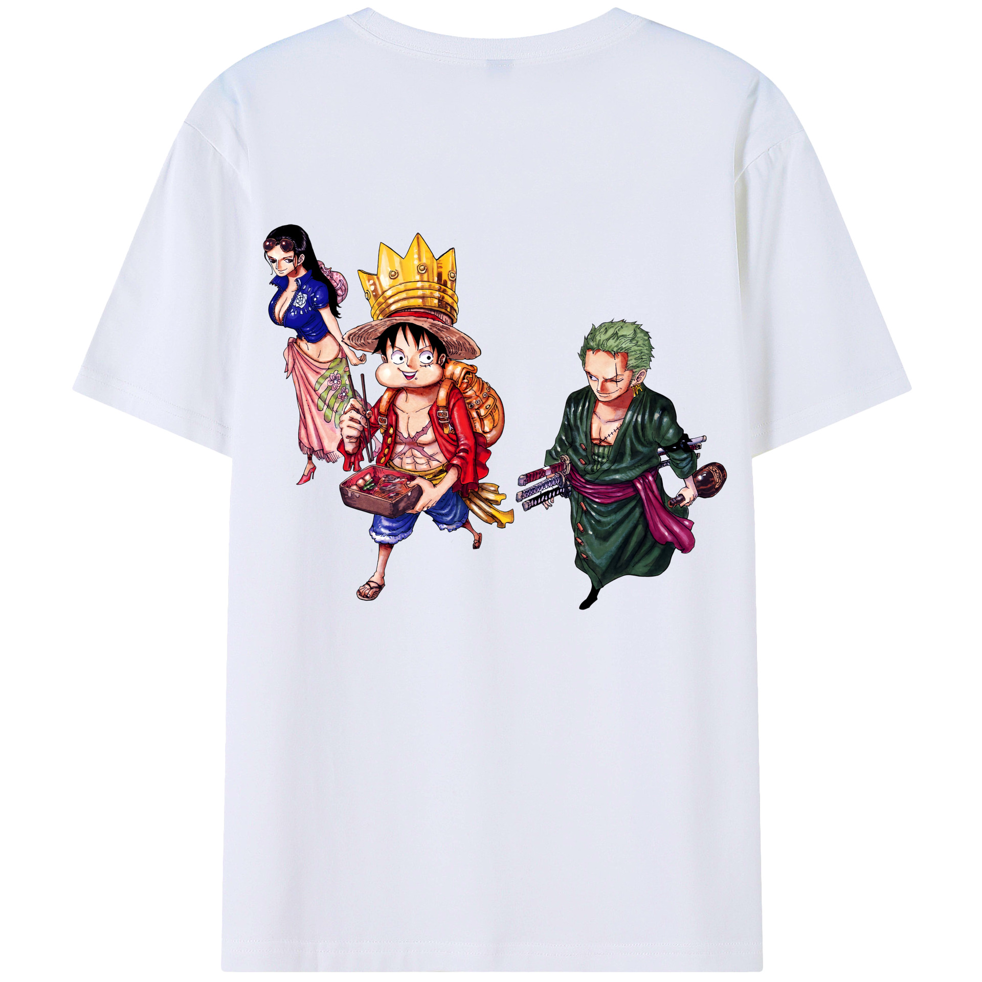 ワンピース モンキー・D・ルフィ ONE PIECE Monkey D. Luffy 綿100％ メンズ半袖Tシャツ（バックプリント） 通気性