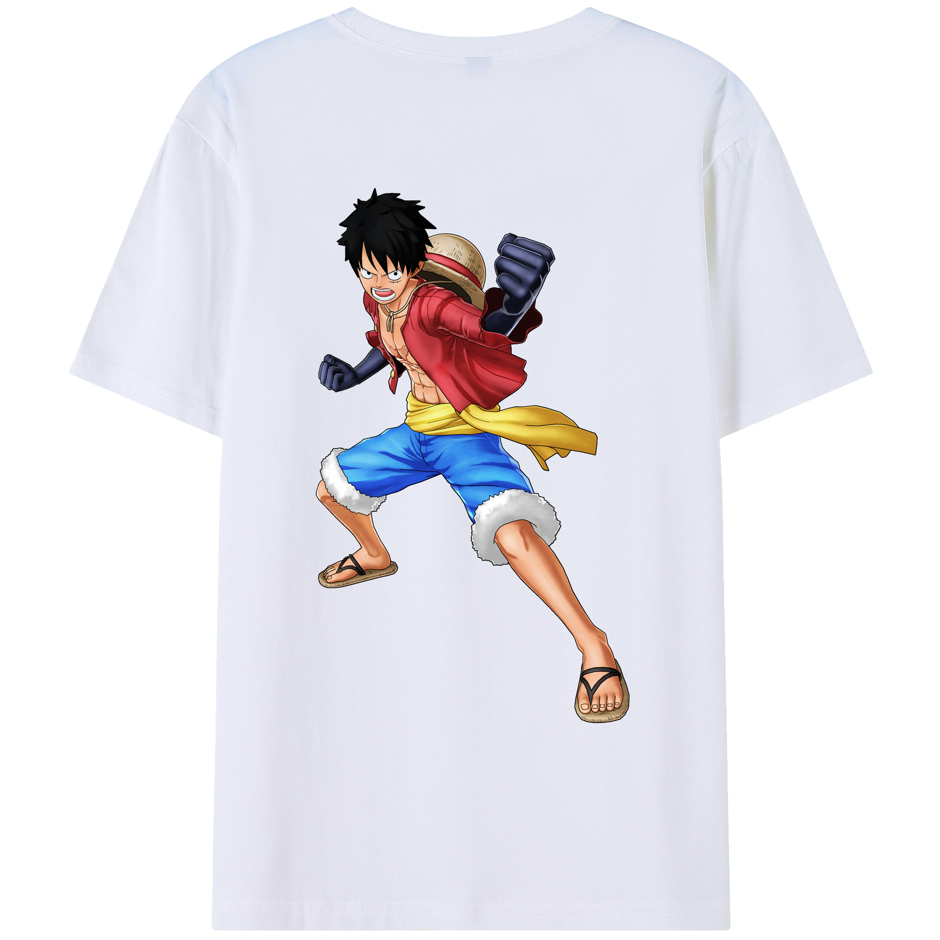 ワンピース モンキー・D・ルフィ ONE PIECE Monkey D. Luffy 綿100％ メンズ半袖Tシャツ（バックプリント） 通気性