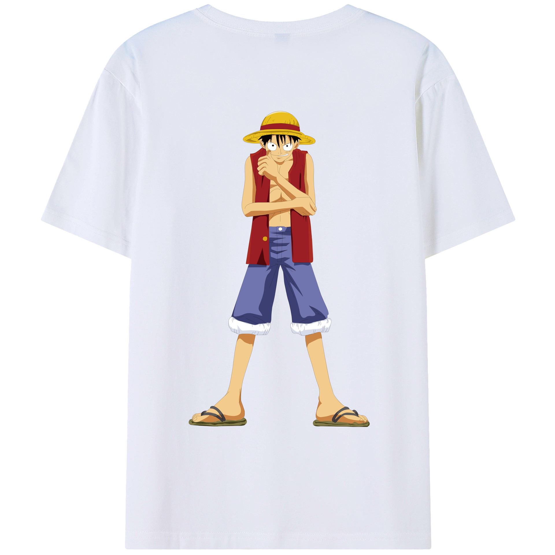 ワンピース モンキー・D・ルフィ ONE PIECE Monkey D. Luffy 綿100％ メンズ半袖Tシャツ（バックプリント） 通気性