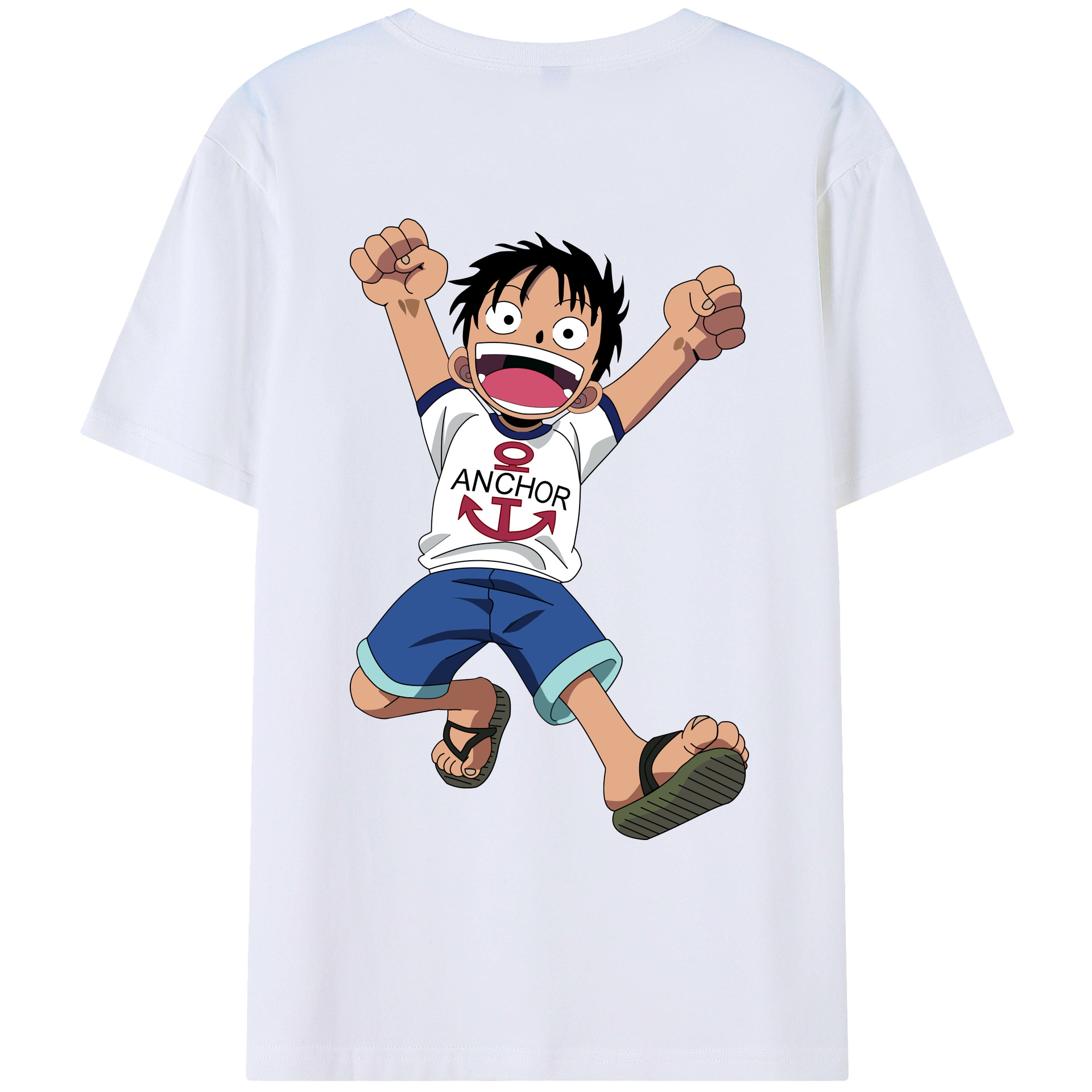 ワンピース モンキー・D・ルフィ ONE PIECE Monkey D. Luffy 綿100％ メンズ半袖Tシャツ（バックプリント） 通気性