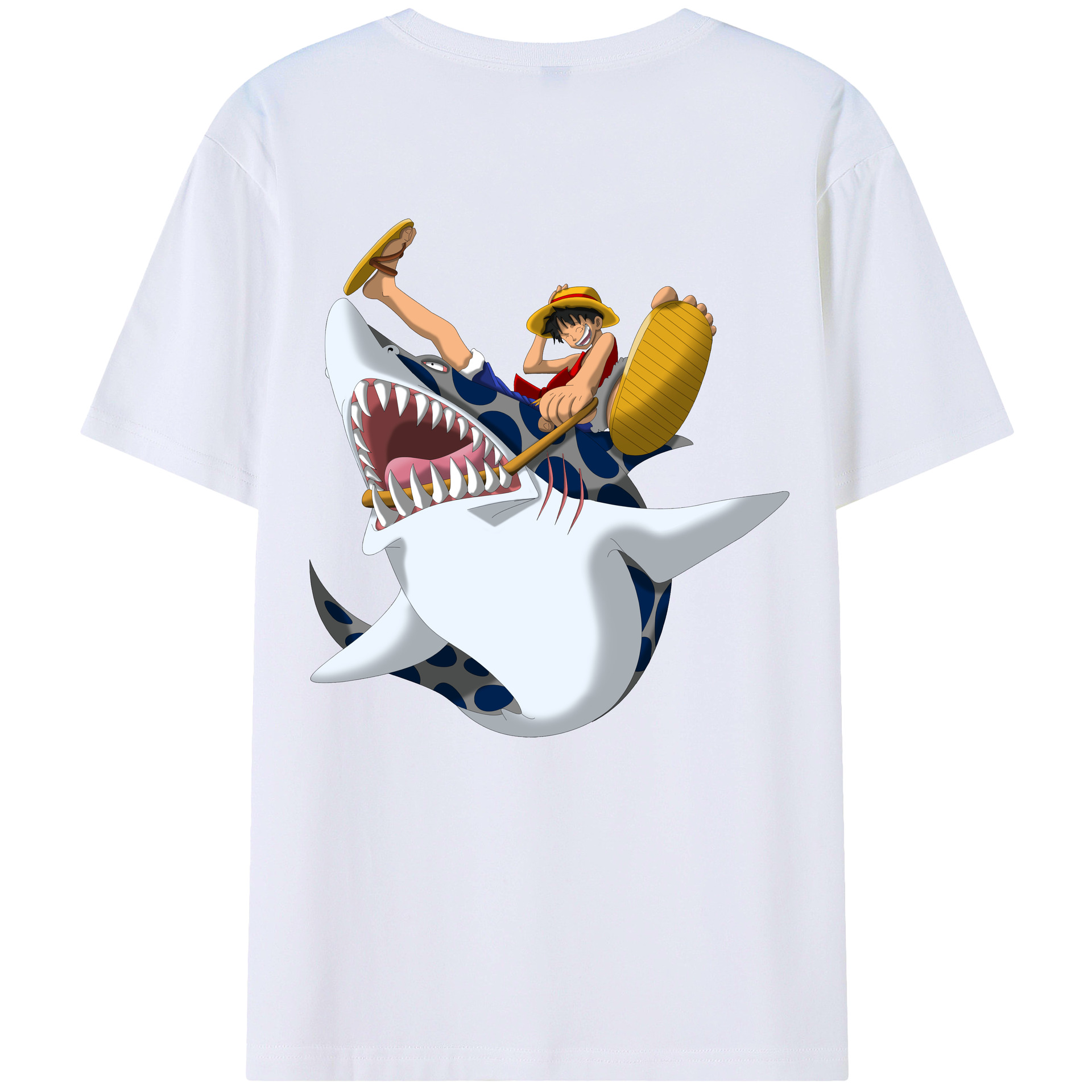 ワンピース モンキー・D・ルフィ ONE PIECE Monkey D. Luffy 綿100％ メンズ半袖Tシャツ（バックプリント） 通気性