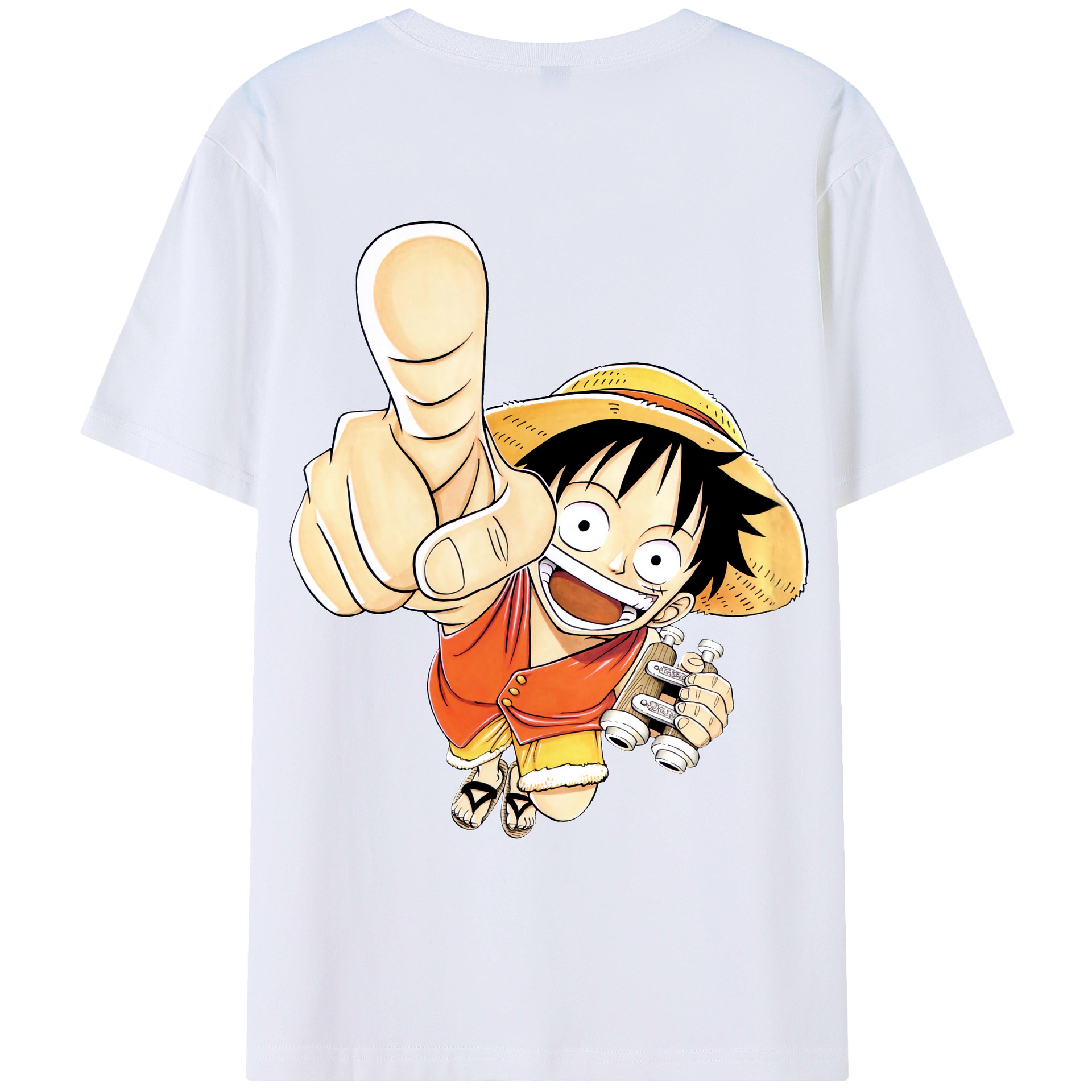 ワンピース モンキー・D・ルフィ ONE PIECE Monkey D. Luffy 綿100％ メンズ半袖Tシャツ（バックプリント） 通気性