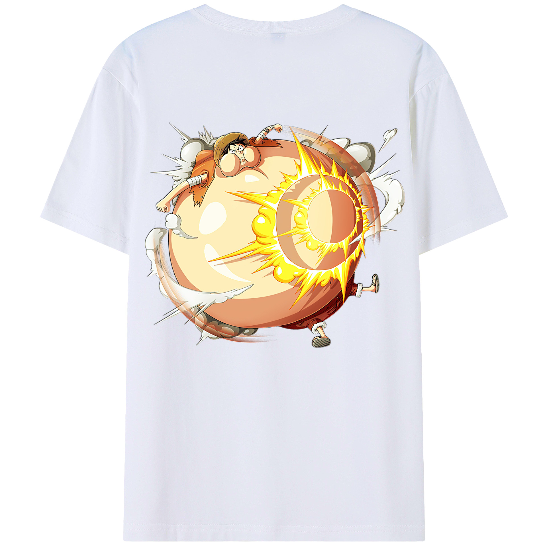 （画像用） ワンピース モンキー・D・ルフィ ONE PIECE Monkey D. Luffy 綿100％ メンズ半袖Tシャツ（バックプリント） 通気性