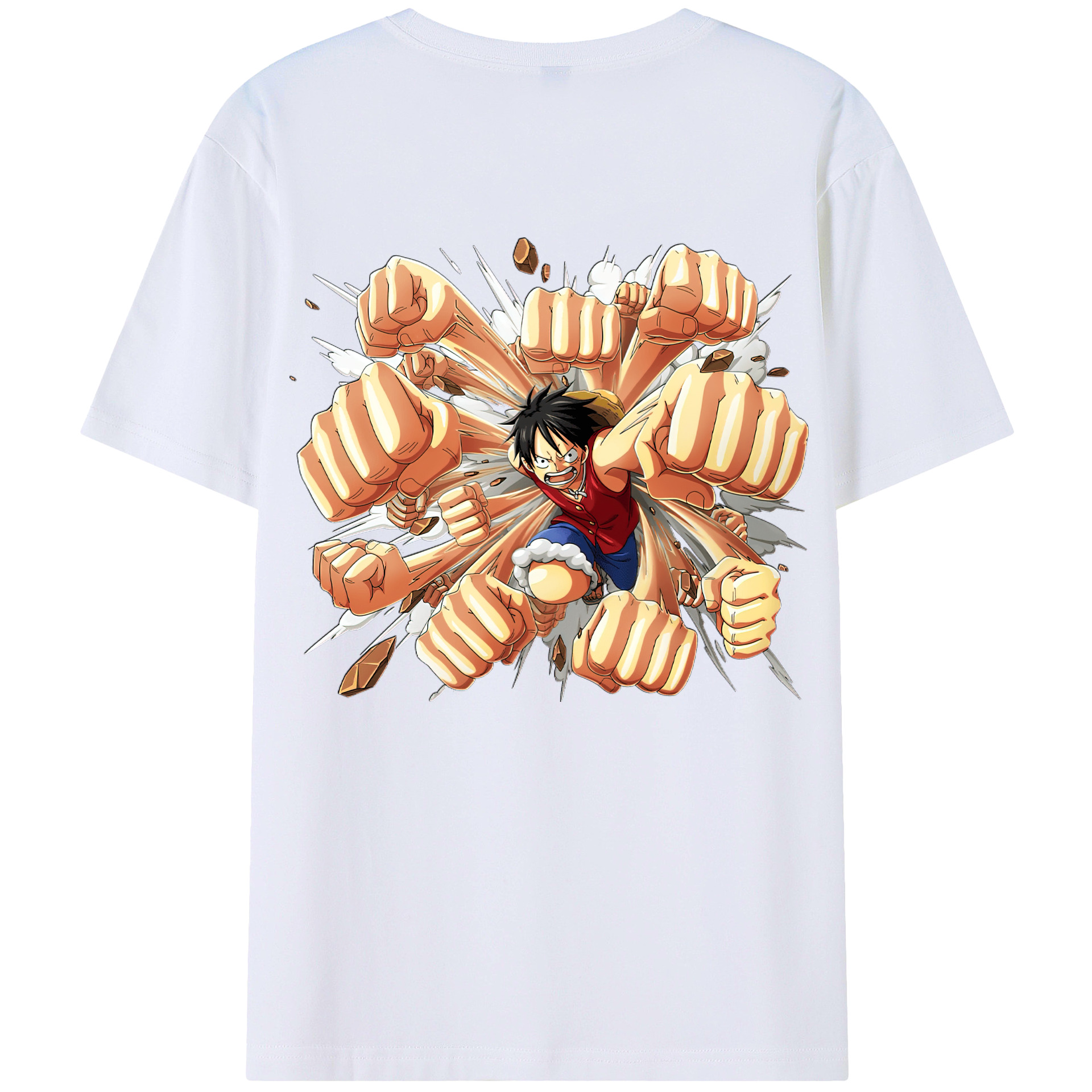 （画像用） ワンピース モンキー・D・ルフィ ONE PIECE Monkey D. Luffy 綿100％ メンズ半袖Tシャツ（バックプリント） 通気性