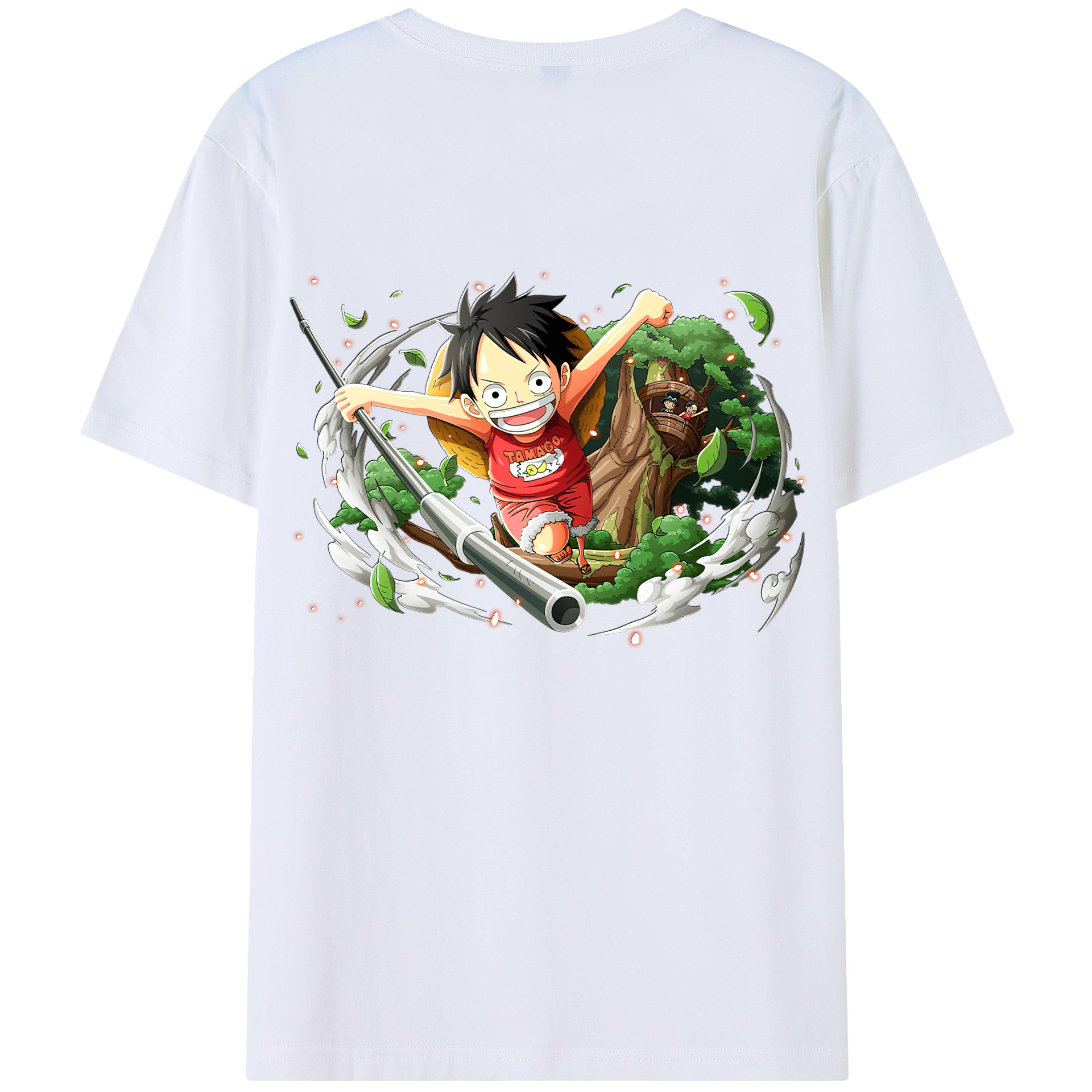 ワンピース モンキー・D・ルフィ ONE PIECE Monkey D. Luffy 綿100％ メンズ半袖Tシャツ（バックプリント） 通気性