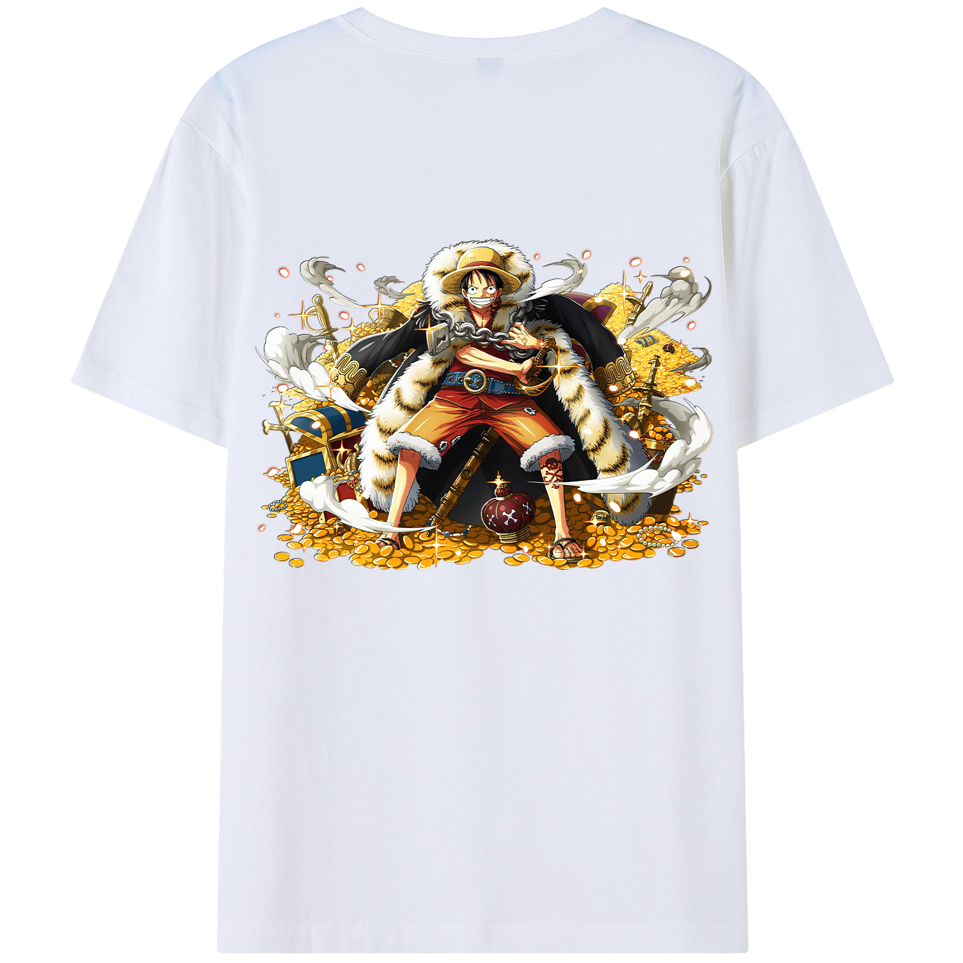 ワンピース モンキー・D・ルフィ ONE PIECE Monkey D. Luffy 綿100％ メンズ半袖Tシャツ（バックプリント） 通気性
