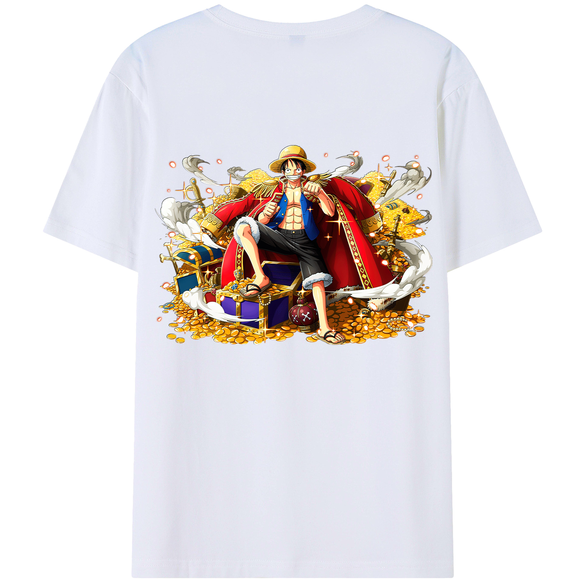 ワンピース モンキー・D・ルフィ ONE PIECE Monkey D. Luffy 綿100％ メンズ半袖Tシャツ（バックプリント） 通気性
