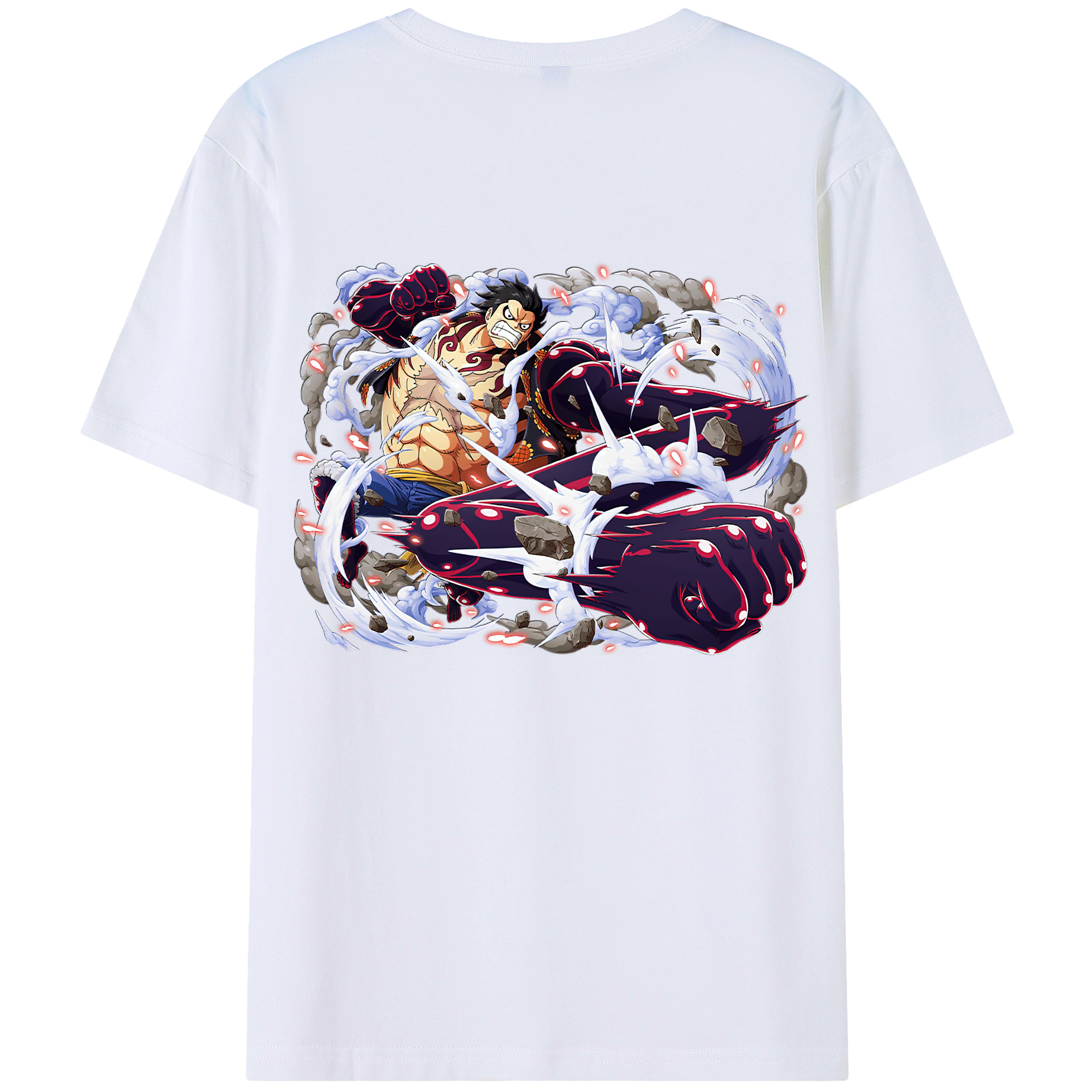 ワンピース モンキー・D・ルフィ ONE PIECE Monkey D. Luffy 綿100％ メンズ半袖Tシャツ（バックプリント） 通気性