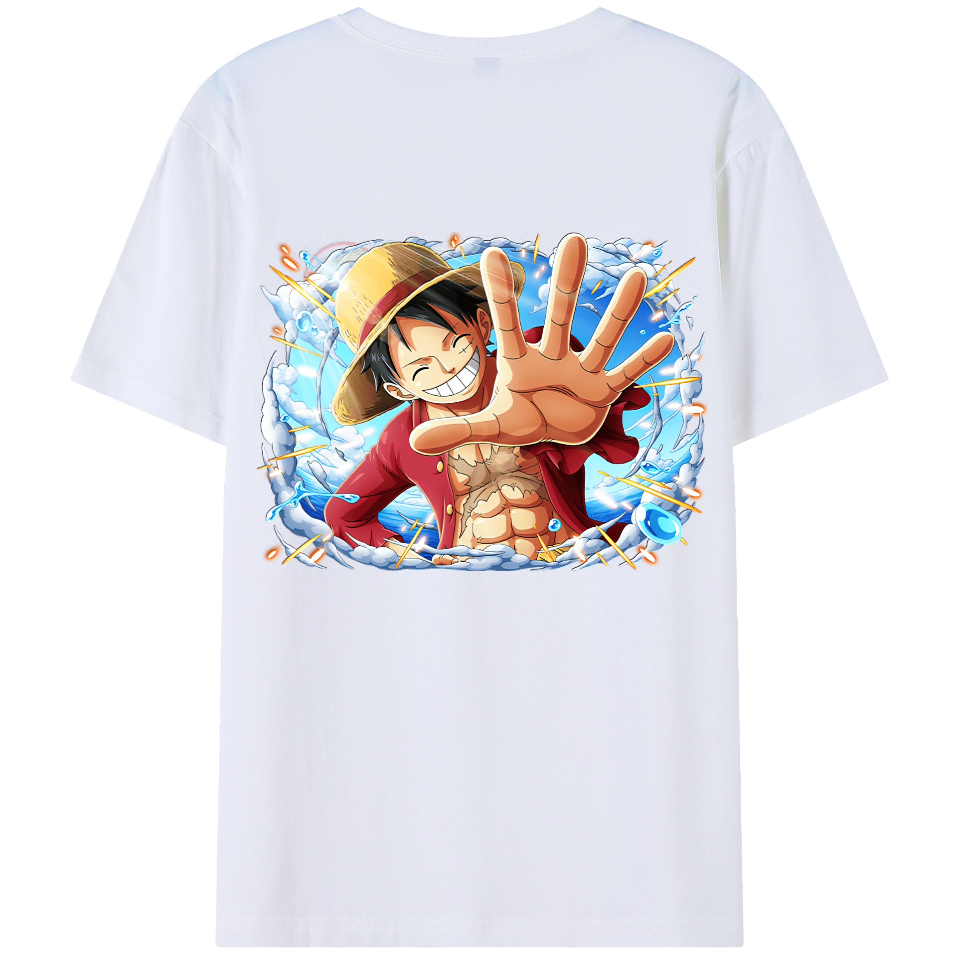 ワンピース モンキー・D・ルフィ ONE PIECE Monkey D. Luffy 綿100％ メンズ半袖Tシャツ（バックプリント） 通気性