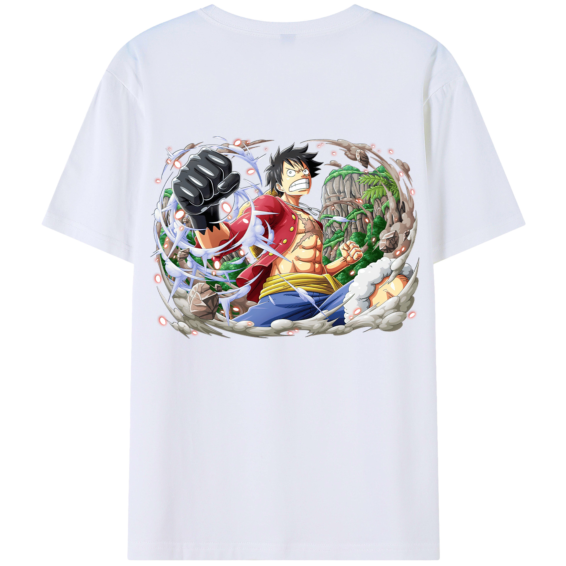 ワンピース モンキー・D・ルフィ ONE PIECE Monkey D. Luffy 綿100％ メンズ半袖Tシャツ（バックプリント） 通気性
