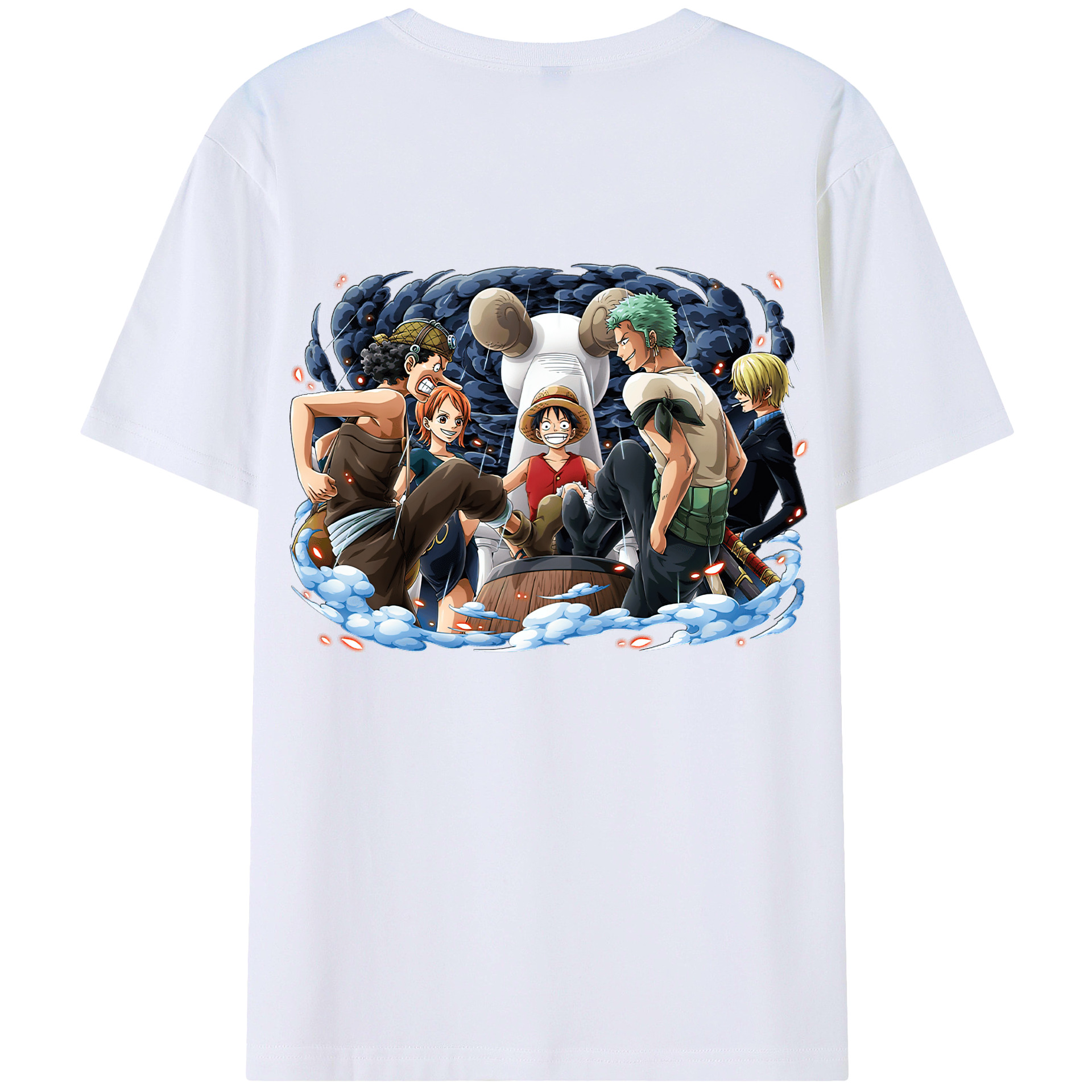 ワンピース モンキー・D・ルフィ ONE PIECE Monkey D. Luffy 綿100％ メンズ半袖Tシャツ（バックプリント） 通気性