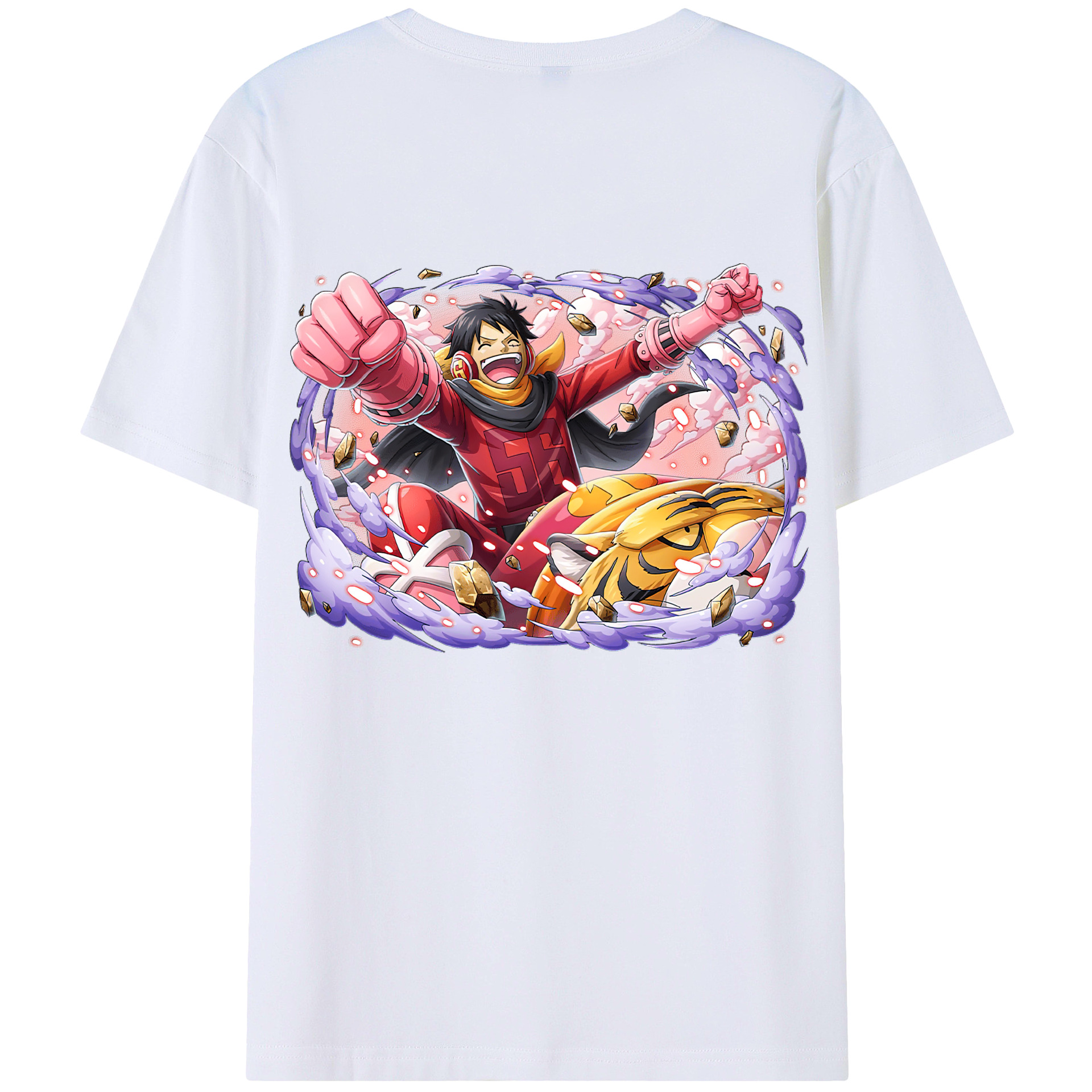 ワンピース モンキー・D・ルフィ ONE PIECE Monkey D. Luffy 綿100％ メンズ半袖Tシャツ（バックプリント） 通気性