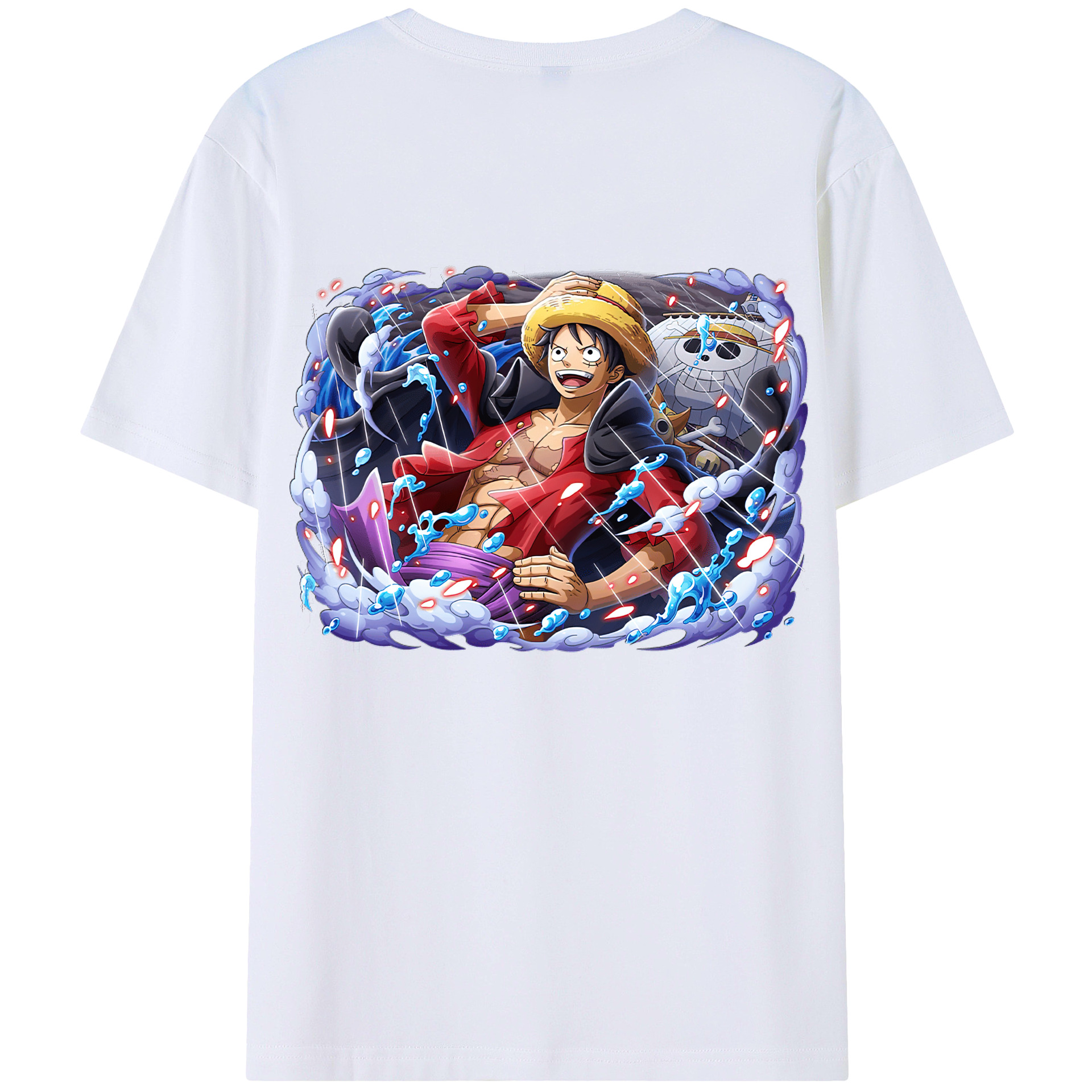 ワンピース モンキー・D・ルフィ ONE PIECE Monkey D. Luffy 綿100％ メンズ半袖Tシャツ（バックプリント） 通気性