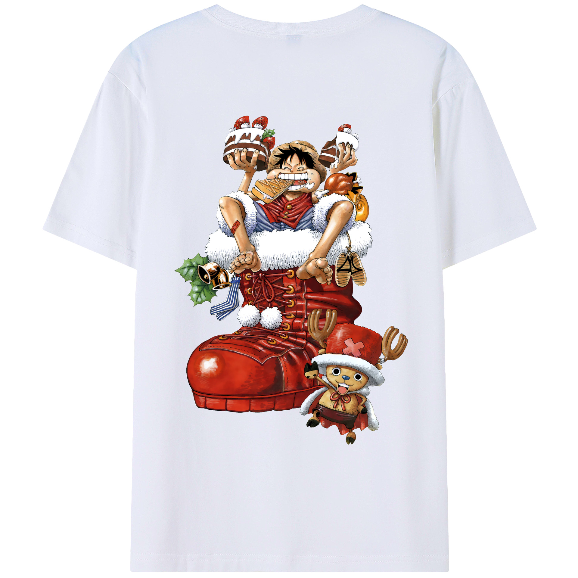 ワンピース モンキー・D・ルフィ ONE PIECE Monkey D. Luffy 綿100％ メンズ半袖Tシャツ（バックプリント） 通気性