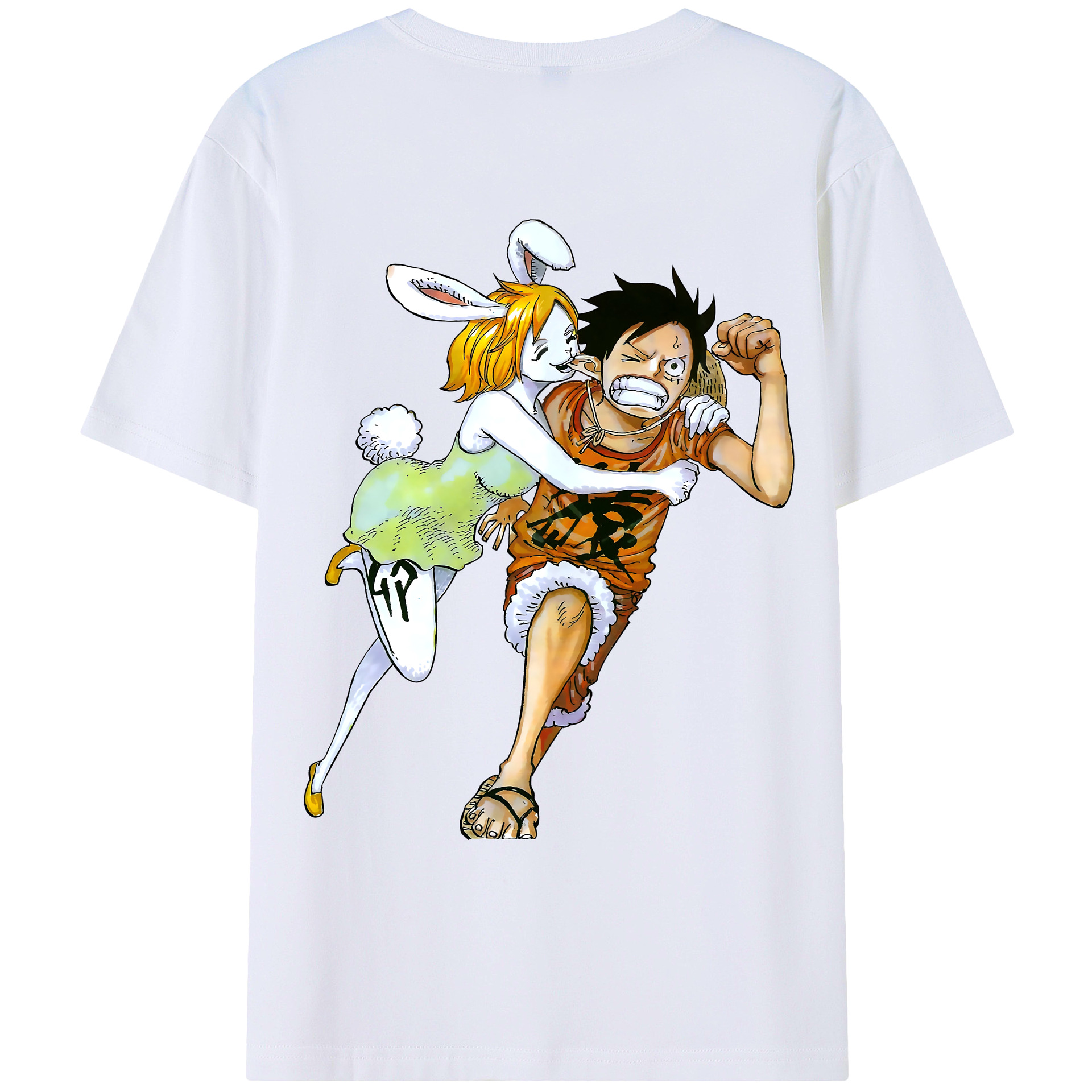 ワンピース モンキー・D・ルフィ ONE PIECE Monkey D. Luffy 綿100％ メンズ半袖Tシャツ（バックプリント） 通気性
