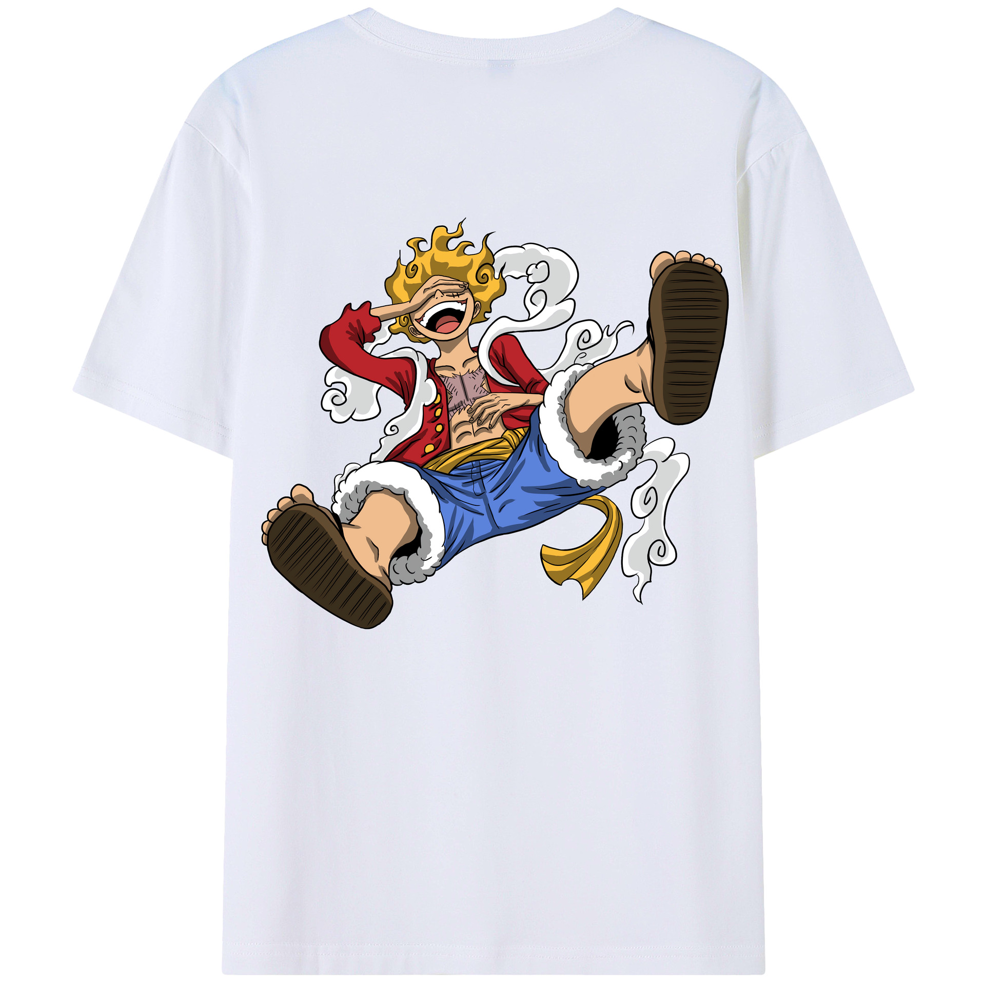 ワンピース モンキー・D・ルフィ ONE PIECE Monkey D. Luffy 綿100％ メンズ半袖Tシャツ（バックプリント） 通気性