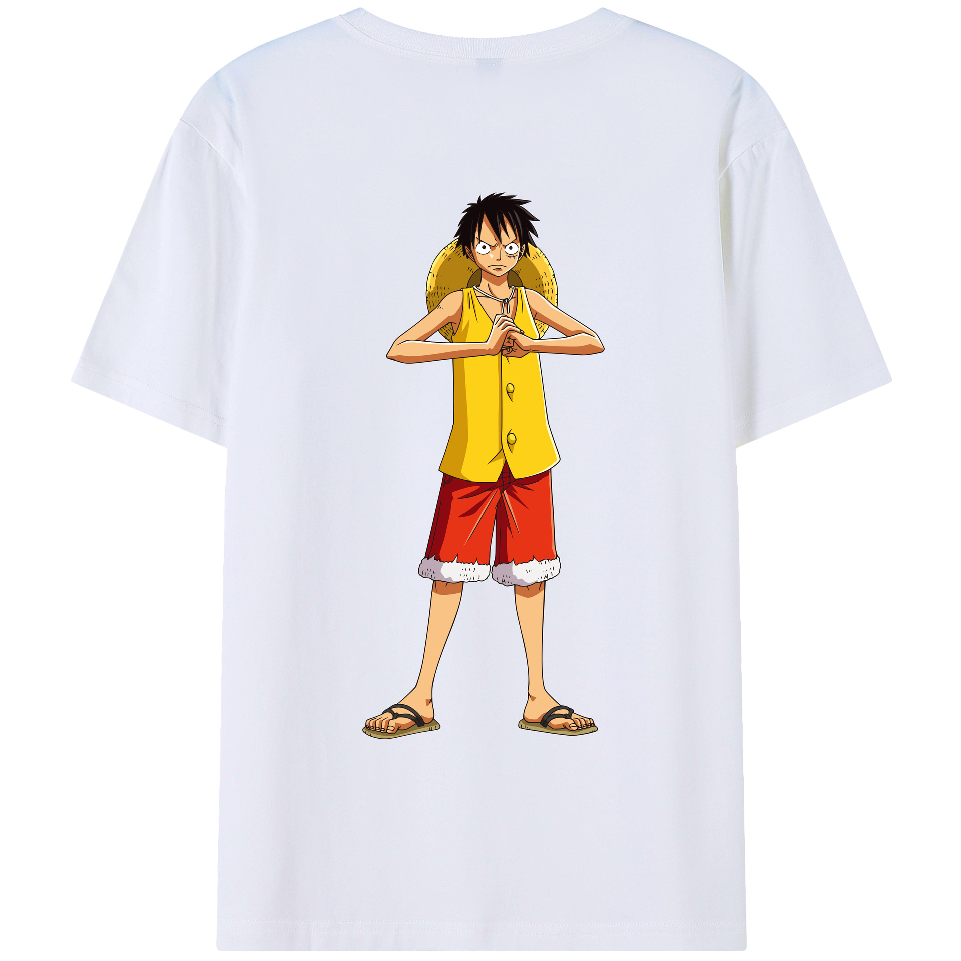 ワンピース モンキー・D・ルフィ ONE PIECE Monkey D. Luffy 綿100％ メンズ半袖Tシャツ（バックプリント） 通気性