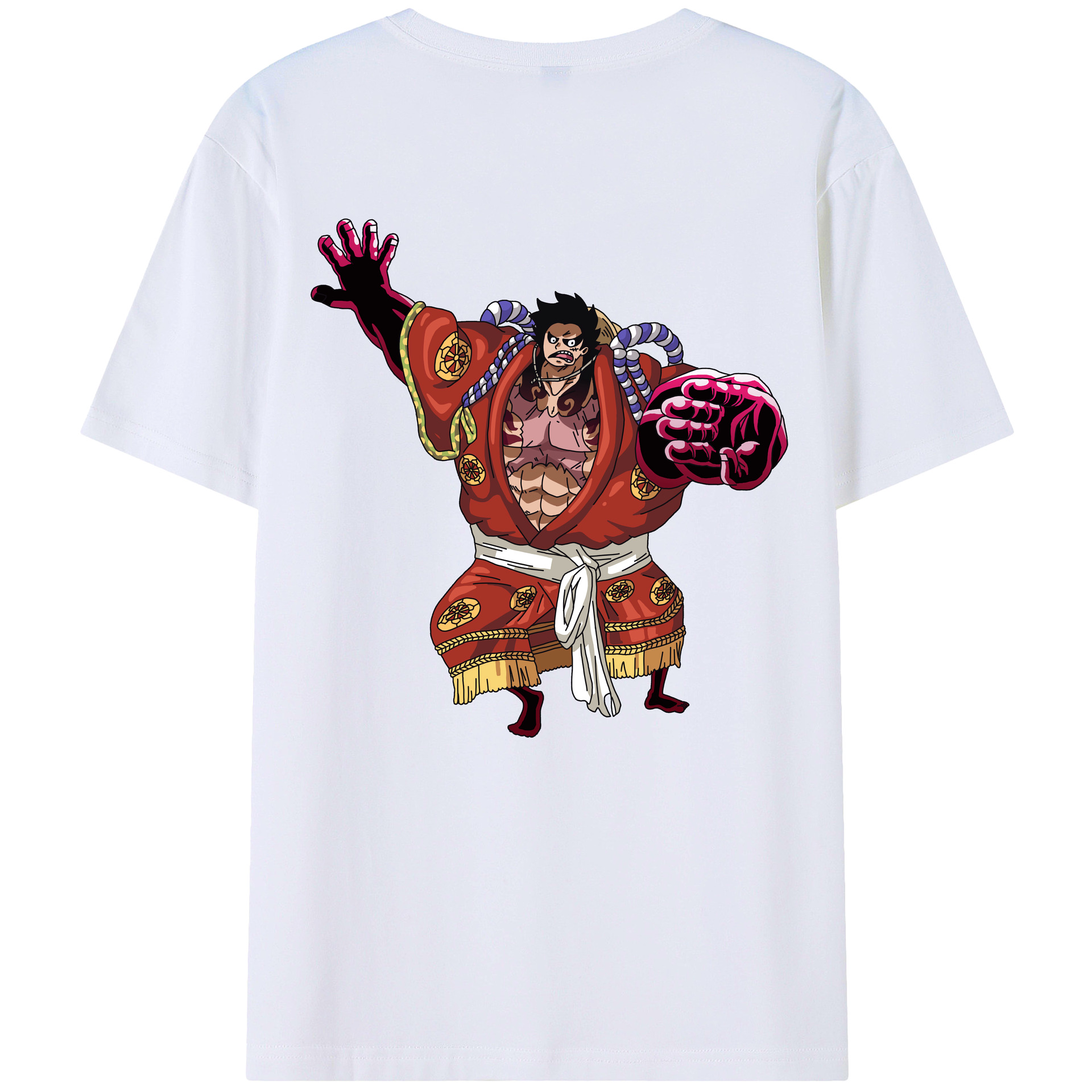 ワンピース モンキー・D・ルフィ ONE PIECE Monkey D. Luffy 綿100％ メンズ半袖Tシャツ（バックプリント） 通気性