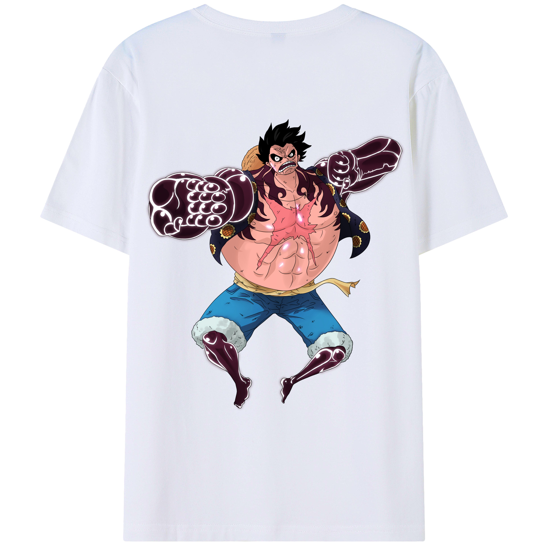 ワンピース モンキー・D・ルフィ ONE PIECE Monkey D. Luffy 綿100％ メンズ半袖Tシャツ（バックプリント） 通気性