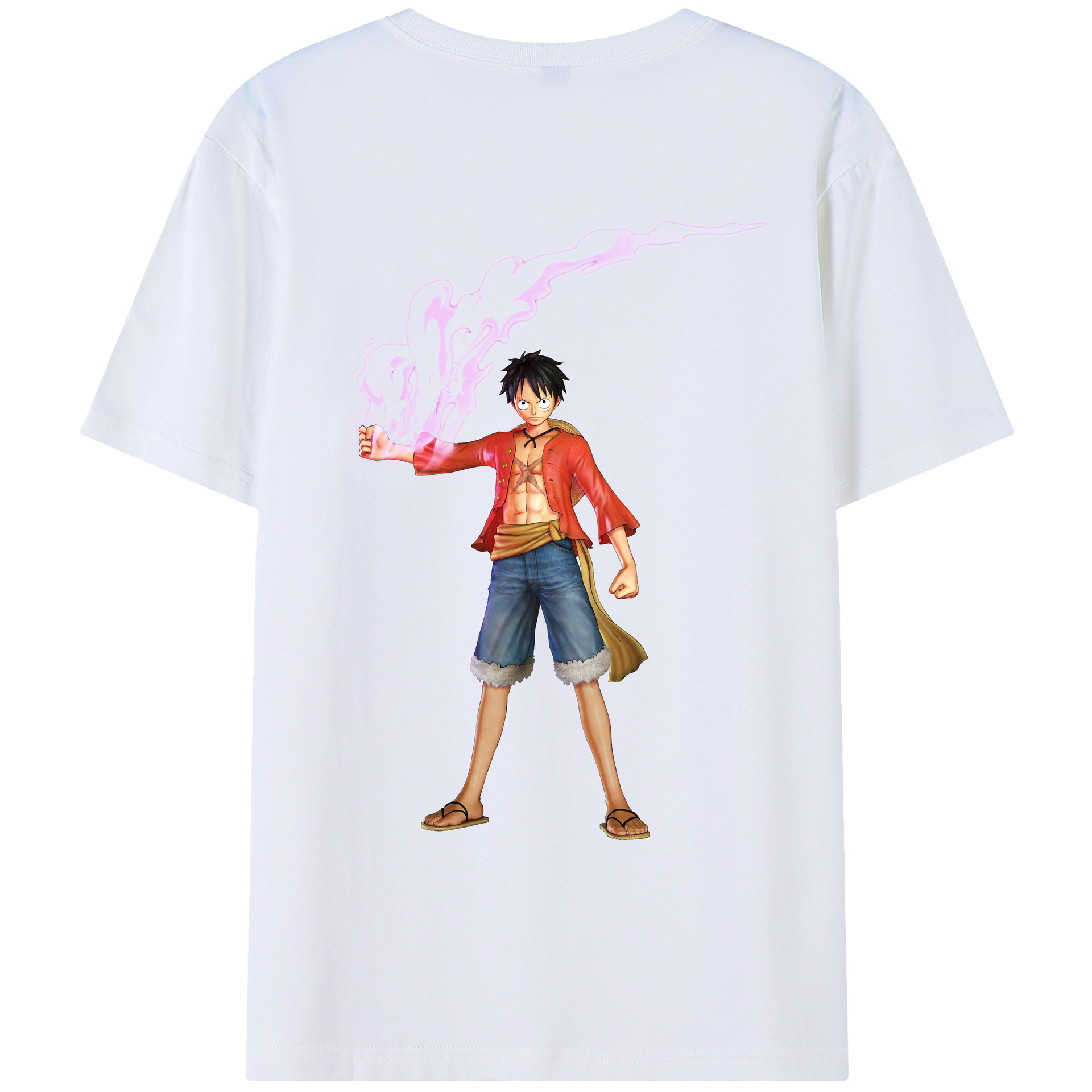 ワンピース モンキー・D・ルフィ ONE PIECE Monkey D. Luffy 綿100％ メンズ半袖Tシャツ（バックプリント） 通気性