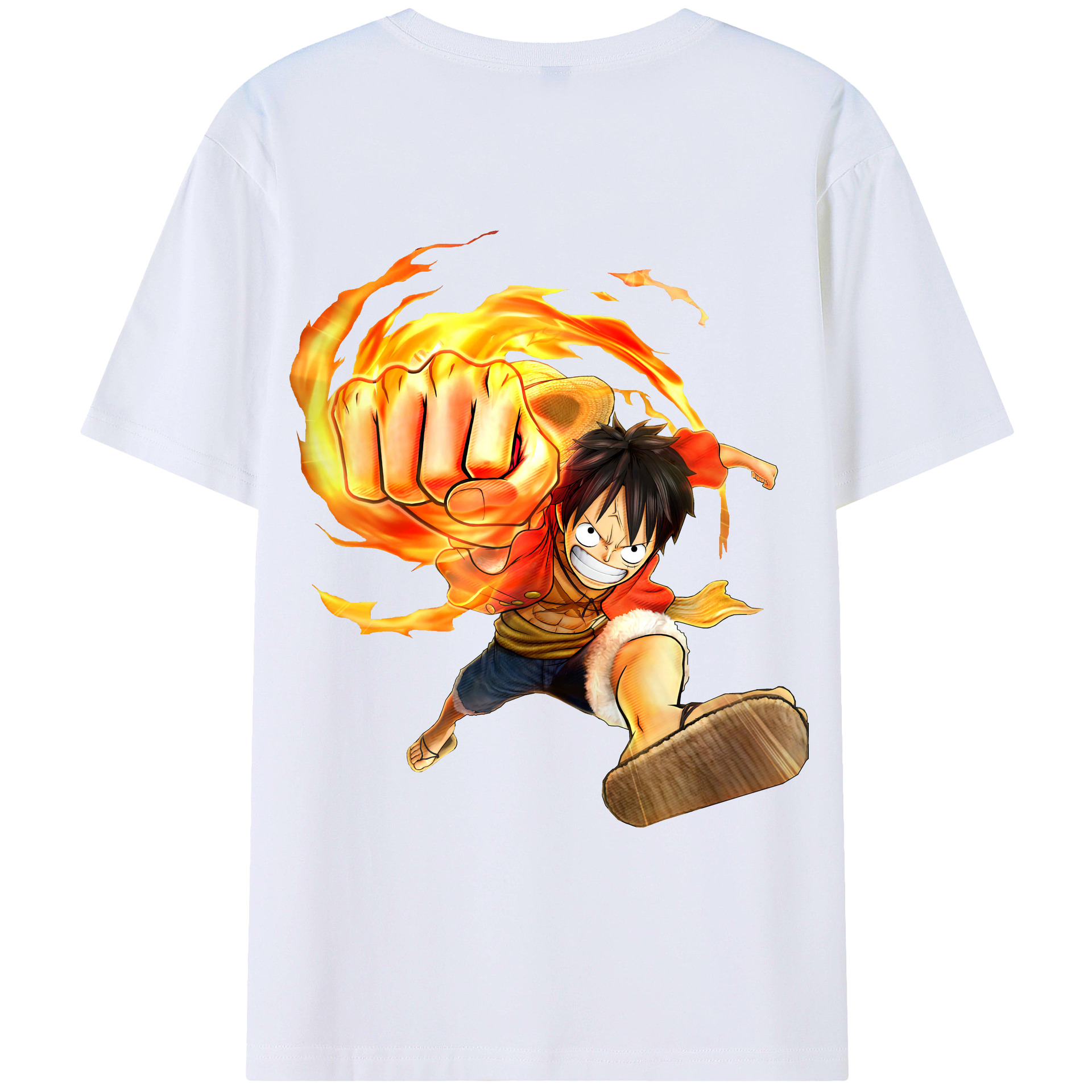 （画像用） ワンピース モンキー・D・ルフィ ONE PIECE Monkey D. Luffy 綿100％ メンズ半袖Tシャツ（バックプリント） 通気性