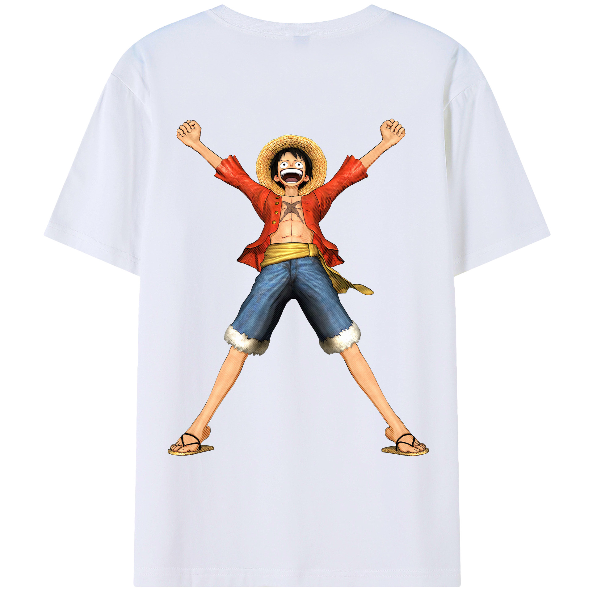 ワンピース モンキー・D・ルフィ ONE PIECE Monkey D. Luffy 綿100％ メンズ半袖Tシャツ（バックプリント） 通気性