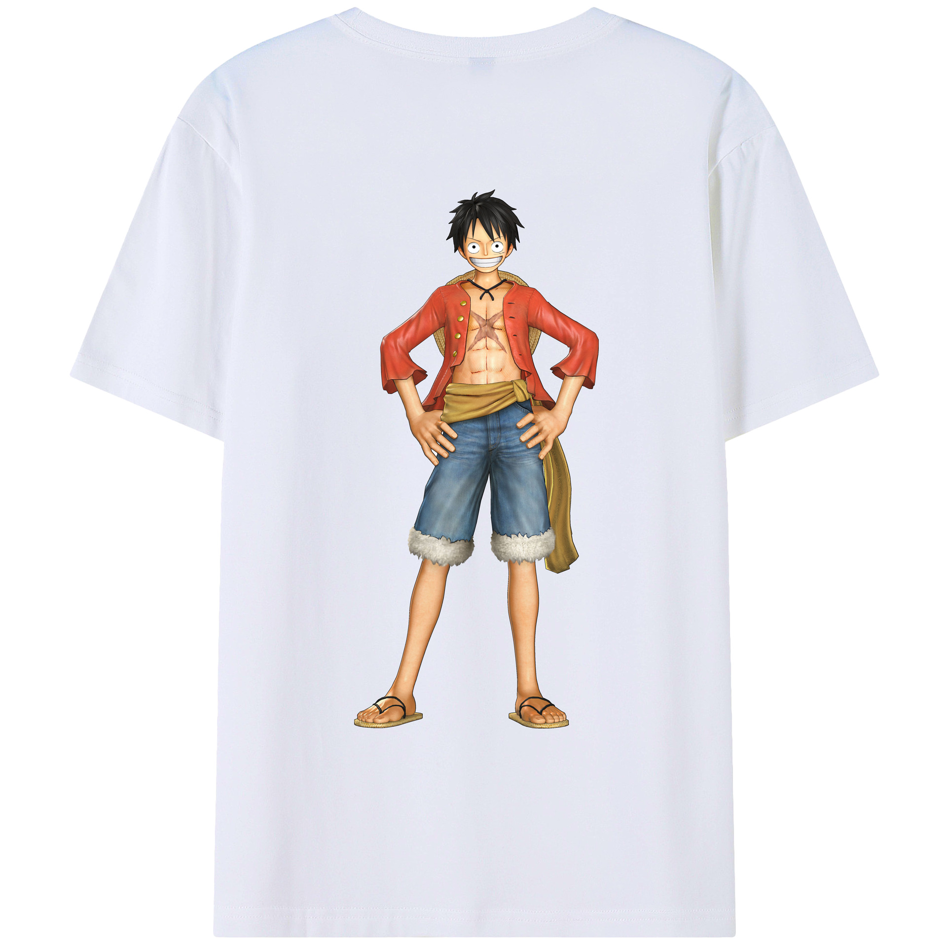 ワンピース モンキー・D・ルフィ ONE PIECE Monkey D. Luffy 綿100％ メンズ半袖Tシャツ（バックプリント） 通気性