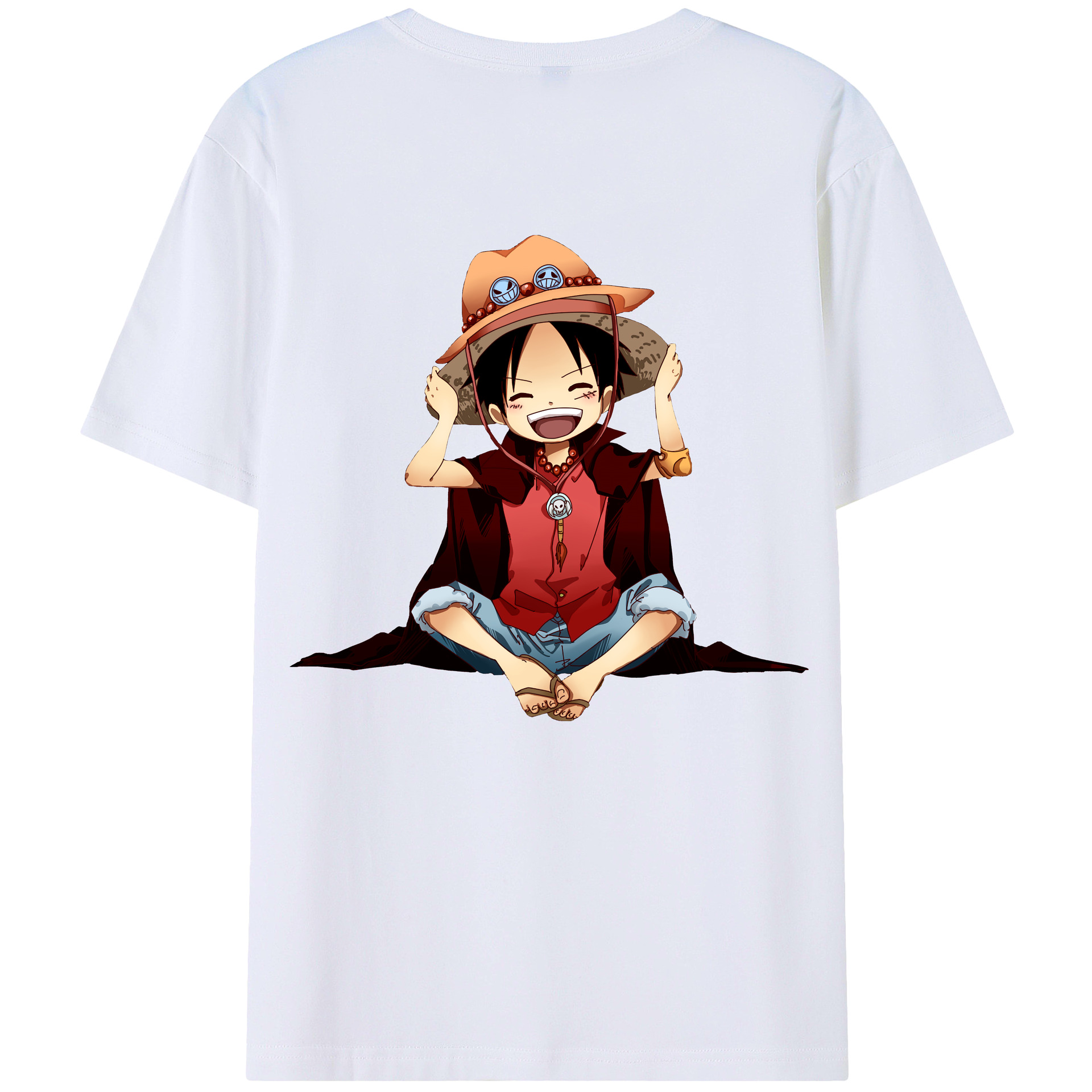 ワンピース モンキー・D・ルフィ ONE PIECE Monkey D. Luffy 綿100％ メンズ半袖Tシャツ（バックプリント） 通気性