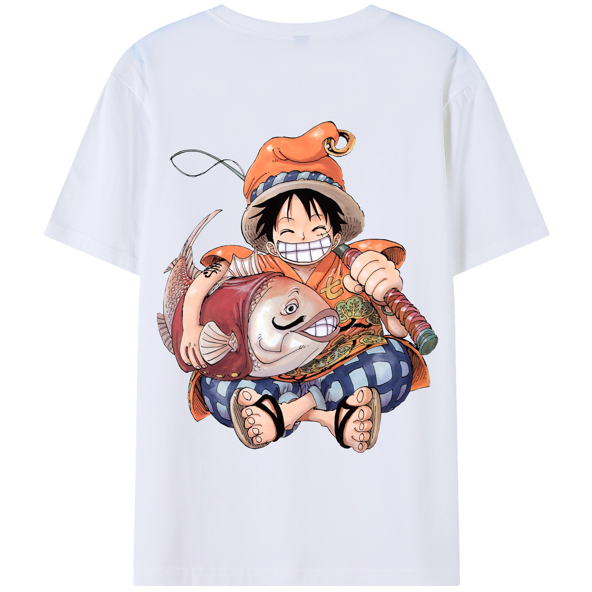 ワンピース モンキー・D・ルフィ ONE PIECE Monkey D. Luffy 綿100％ メンズ半袖Tシャツ（バックプリント） 通気性