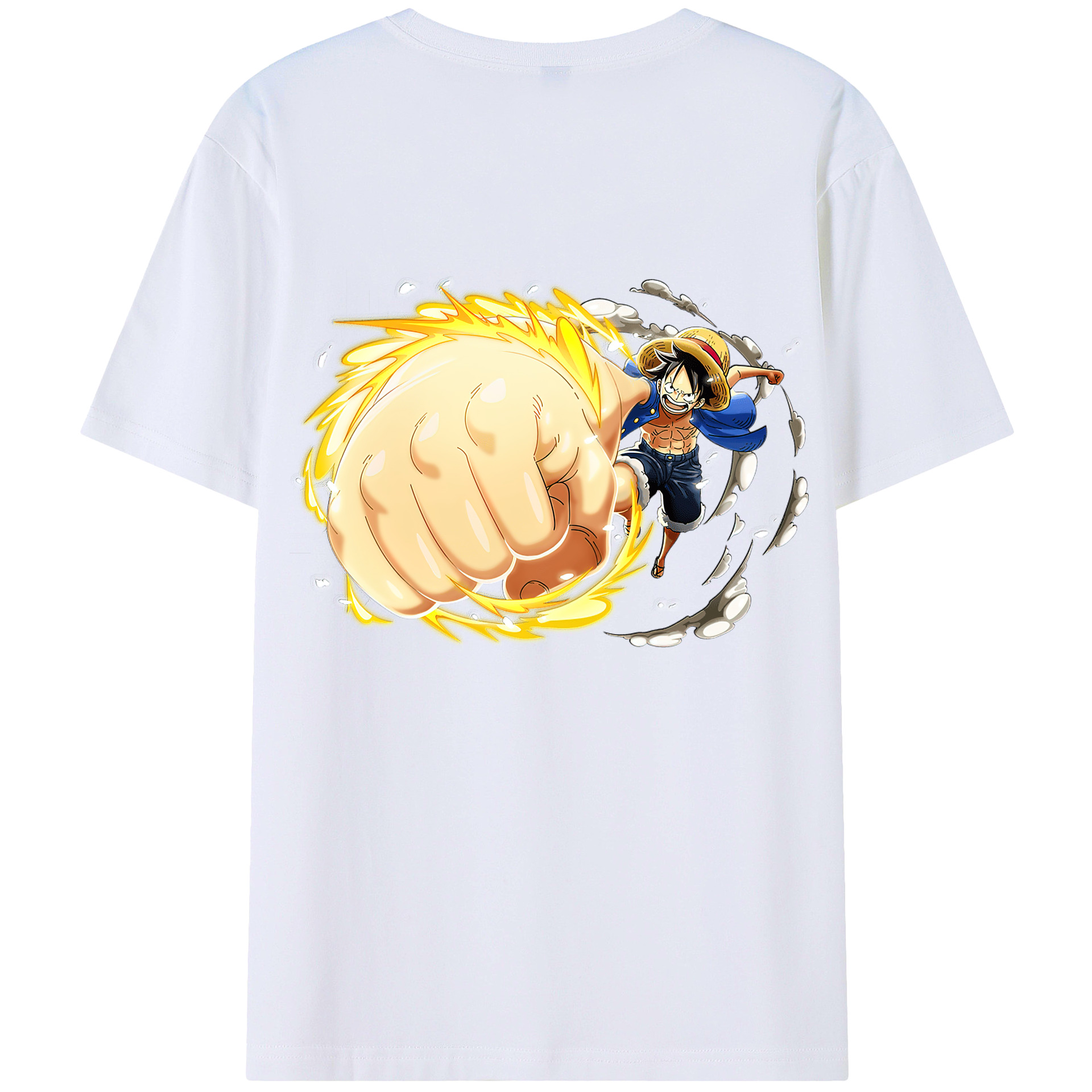 （画像用） ワンピース モンキー・D・ルフィ ONE PIECE Monkey D. Luffy 綿100％ メンズ半袖Tシャツ（バックプリント） 通気性