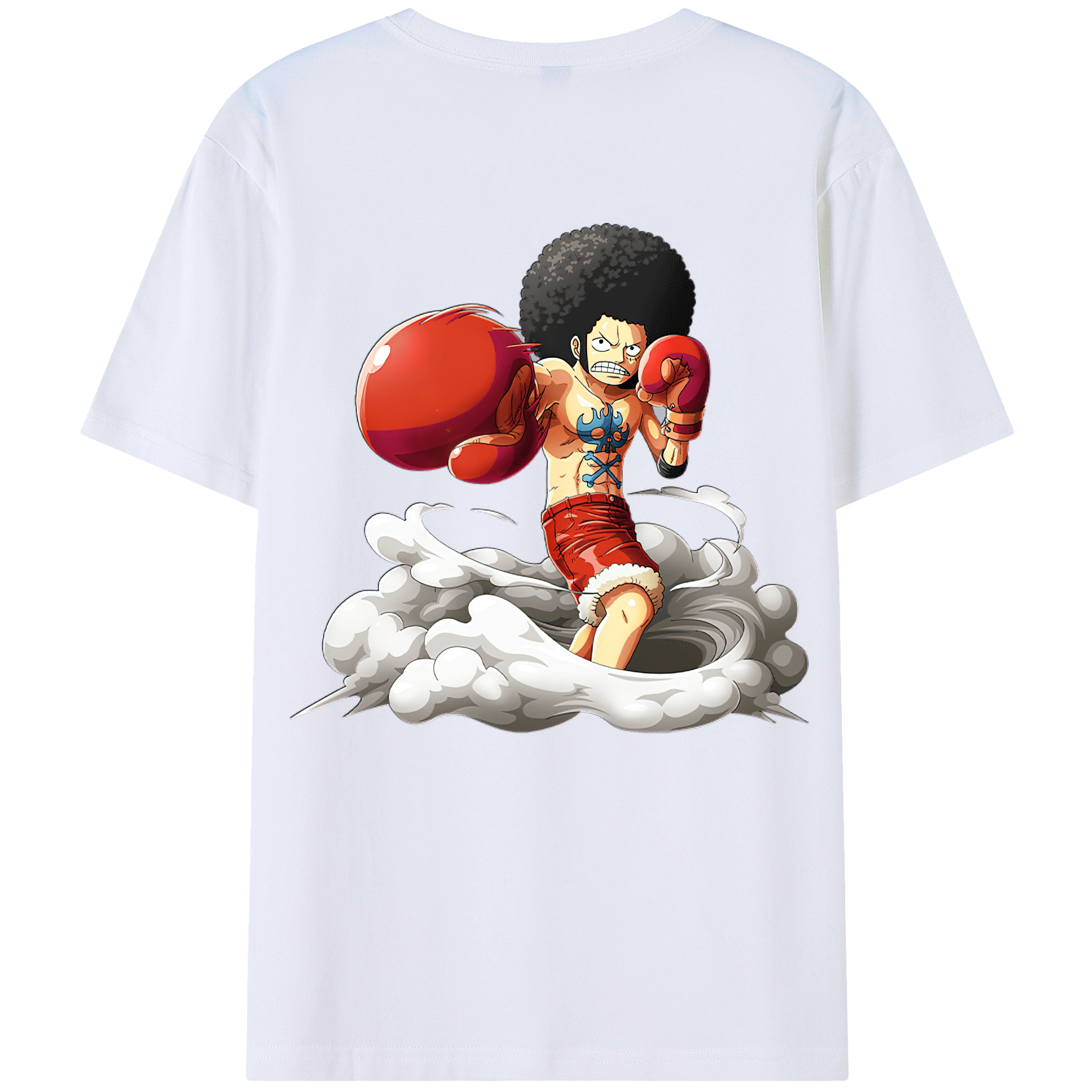 ワンピース モンキー・D・ルフィ ONE PIECE Monkey D. Luffy 綿100％ メンズ半袖Tシャツ（バックプリント） 通気性