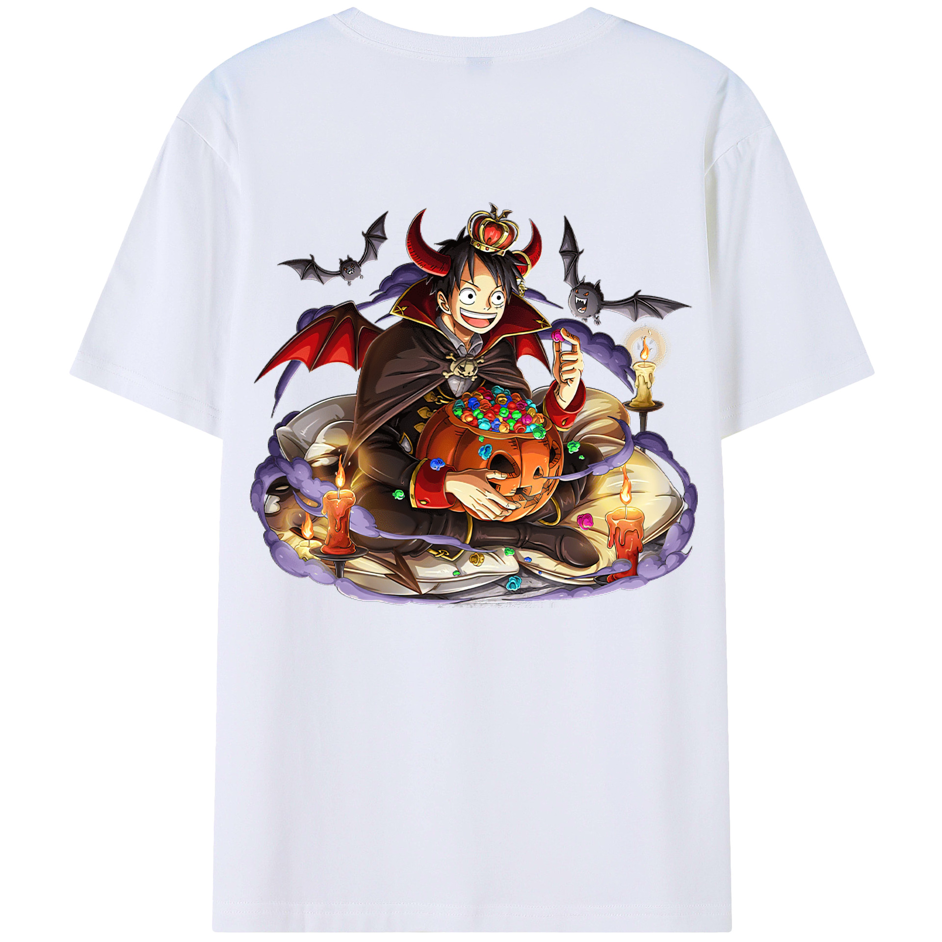 ワンピース モンキー・D・ルフィ ONE PIECE Monkey D. Luffy 綿100％ メンズ半袖Tシャツ（バックプリント） 通気性