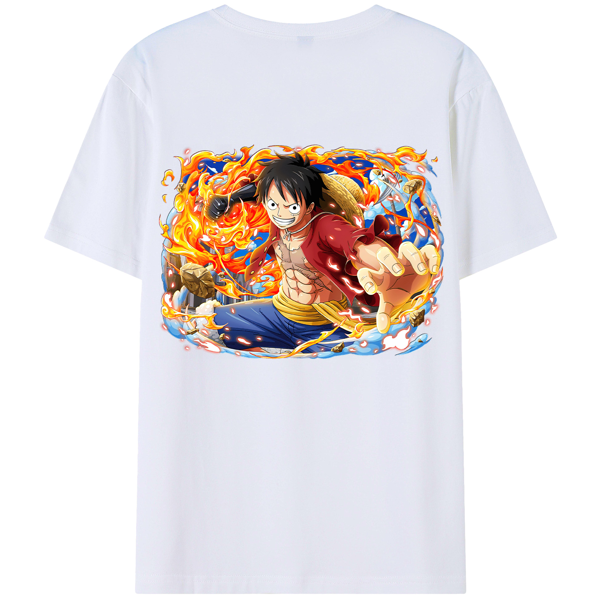 （画像用） ワンピース モンキー・D・ルフィ ONE PIECE Monkey D. Luffy 綿100％ メンズ半袖Tシャツ（バックプリント） 通気性