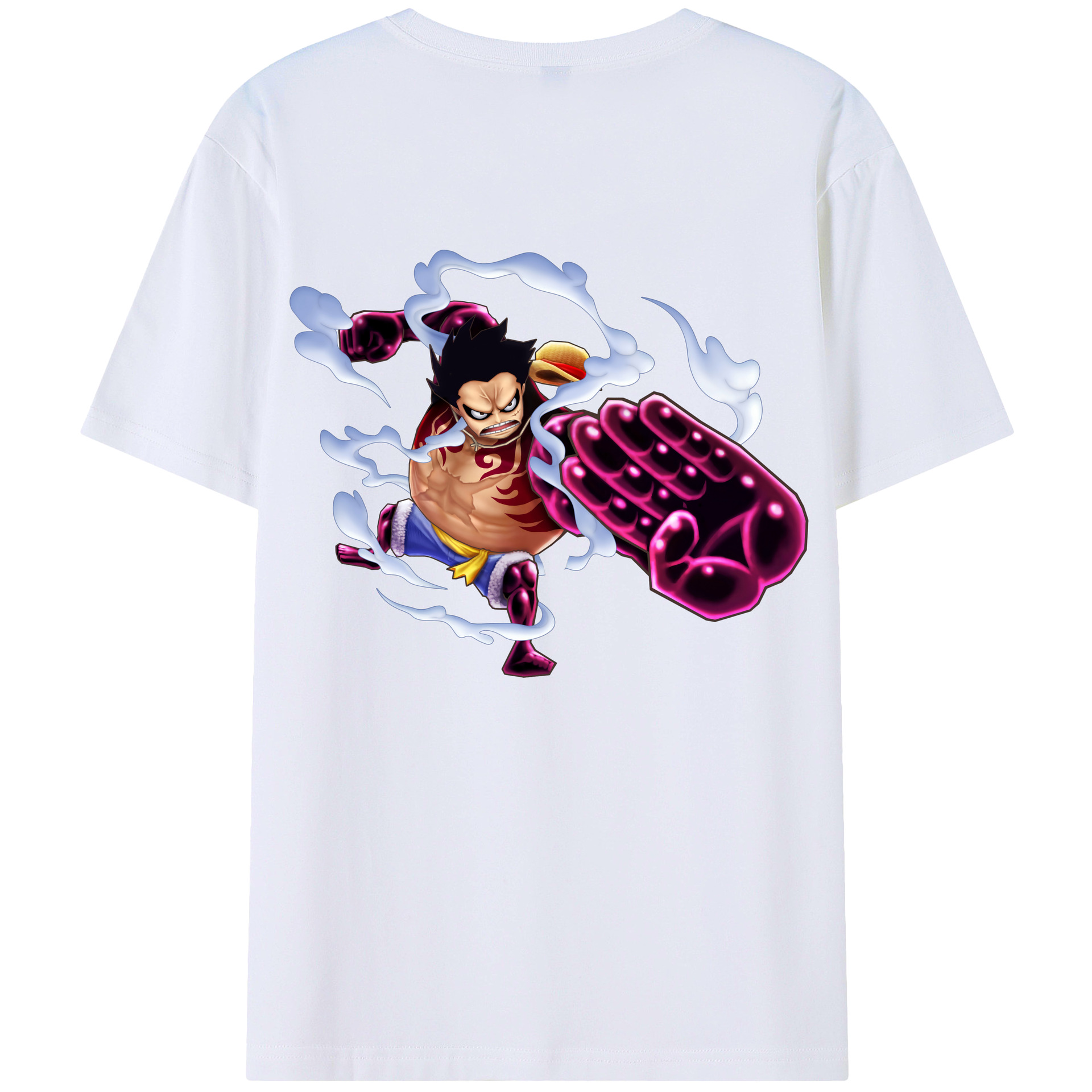 ワンピース モンキー・D・ルフィ ONE PIECE Monkey D. Luffy 綿100％ メンズ半袖Tシャツ（バックプリント） 通気性