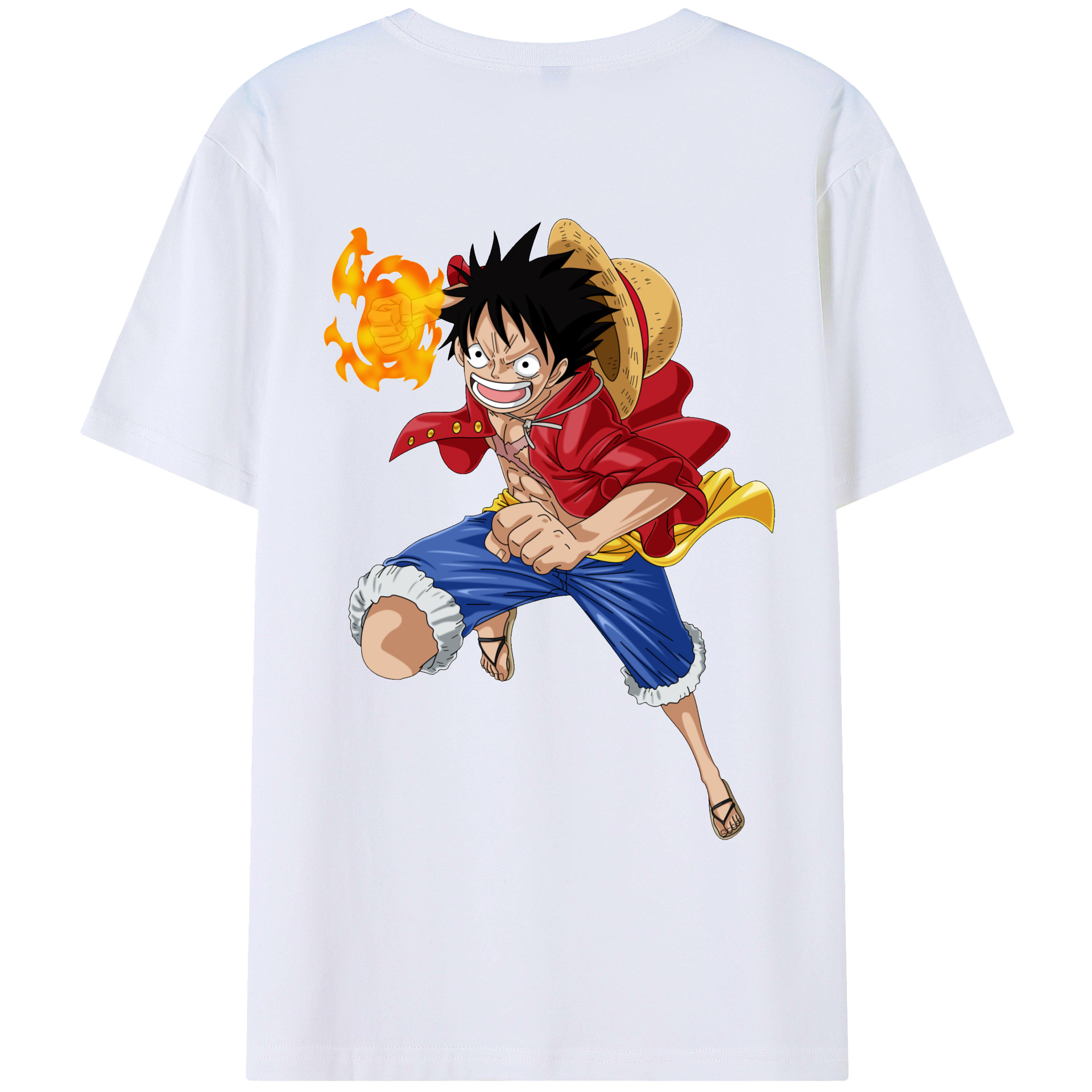 ワンピース モンキー・D・ルフィ ONE PIECE Monkey D. Luffy 綿100％ メンズ半袖Tシャツ（バックプリント） 通気性