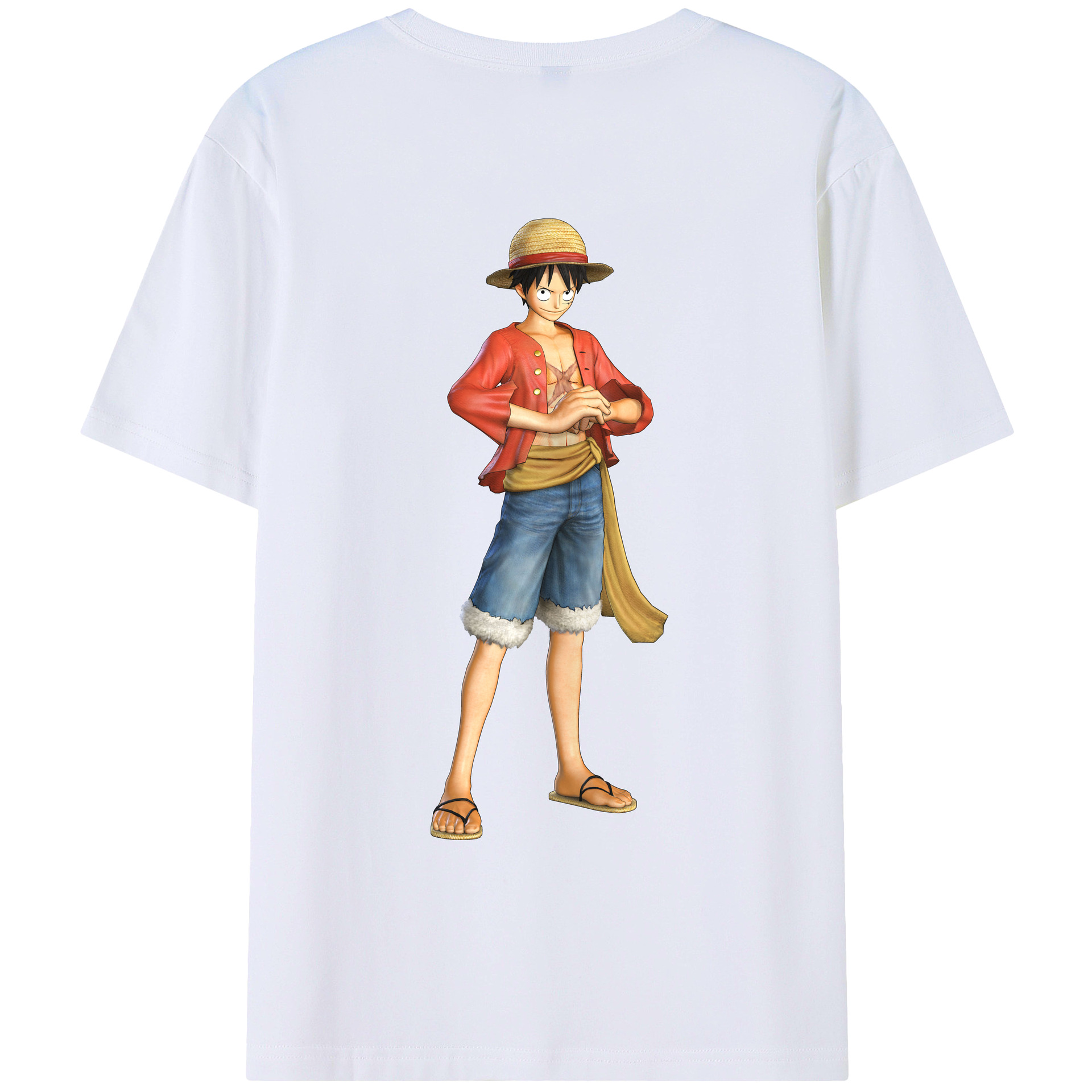 ワンピース モンキー・D・ルフィ ONE PIECE Monkey D. Luffy 綿100％ メンズ半袖Tシャツ（バックプリント） 通気性