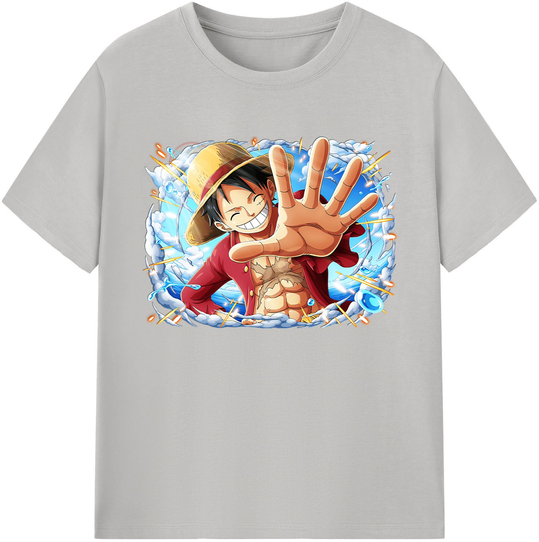 ワンピース モンキー・D・ルフィ ONE PIECE Monkey D. Luffy 綿100％ メンズ半袖Tシャツ｜肌触りやわらか＆通気性