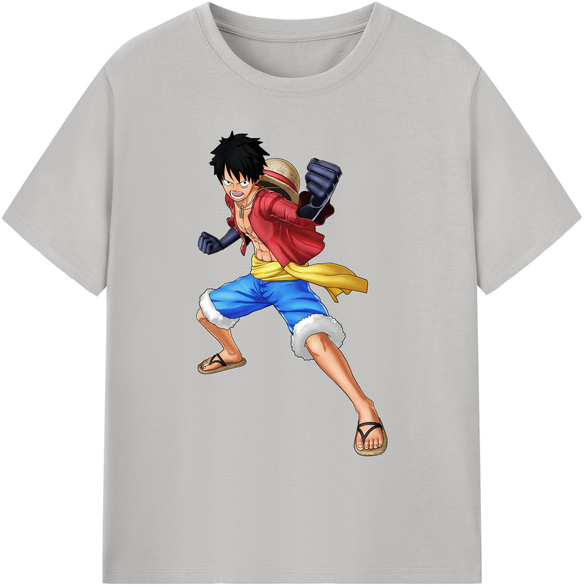 ワンピース モンキー・D・ルフィ ONE PIECE Monkey D. Luffy 綿100％ メンズ半袖Tシャツ｜肌触りやわらか＆通気性