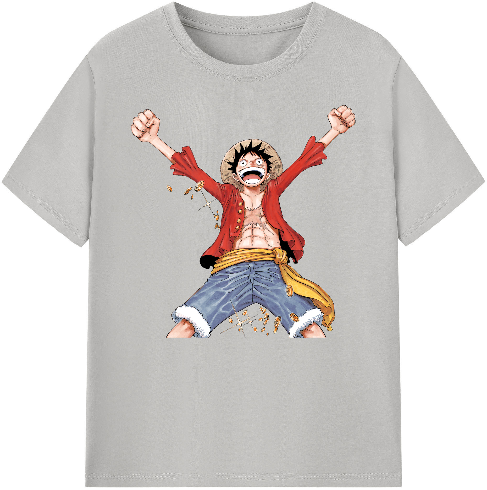 ワンピース モンキー・D・ルフィ ONE PIECE Monkey D. Luffy 綿100％ メンズ半袖Tシャツ｜肌触りやわらか＆通気性