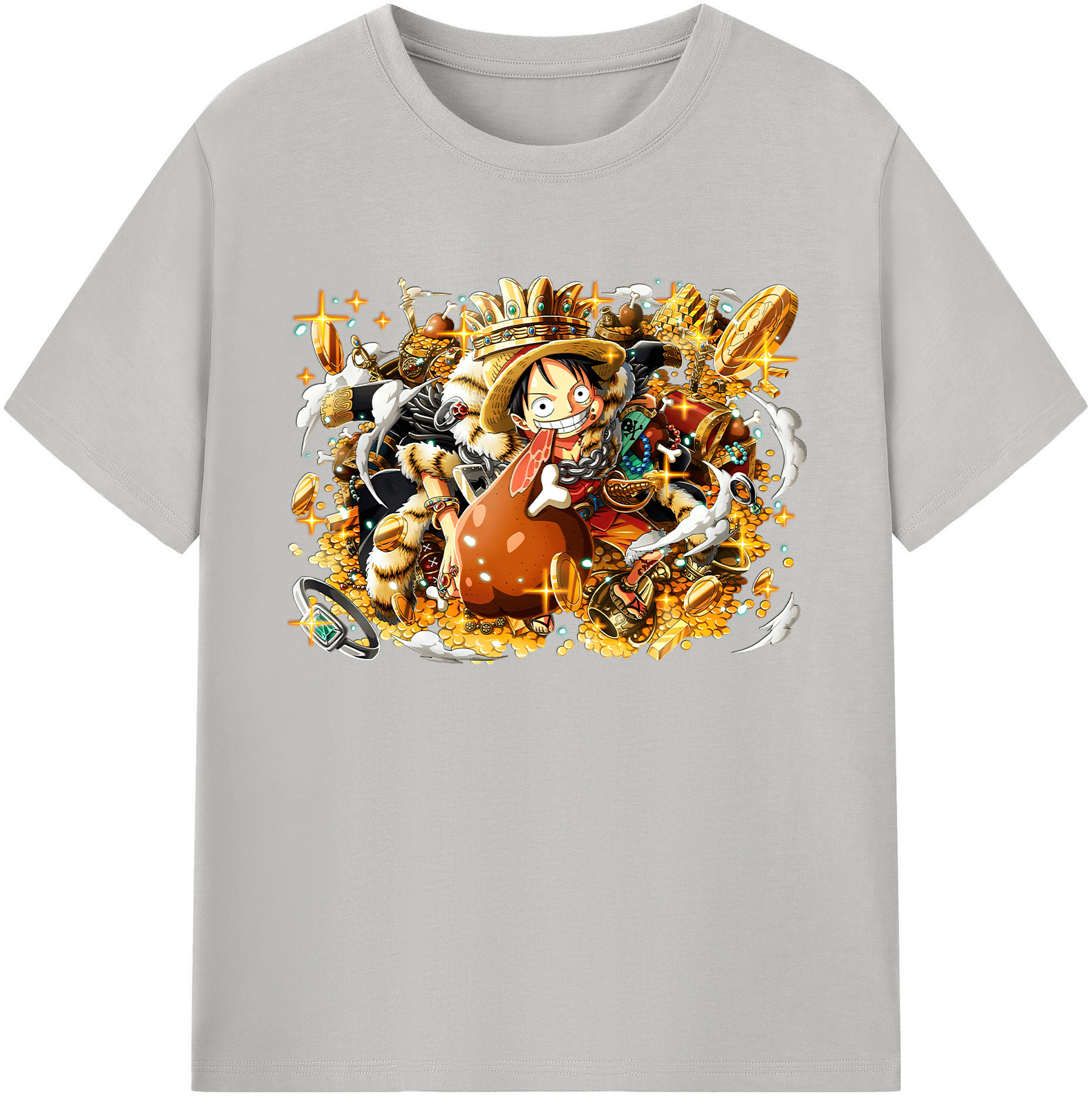 ワンピース モンキー・D・ルフィ ONE PIECE Monkey D. Luffy 綿100％ メンズ半袖Tシャツ｜肌触りやわらか＆通気性