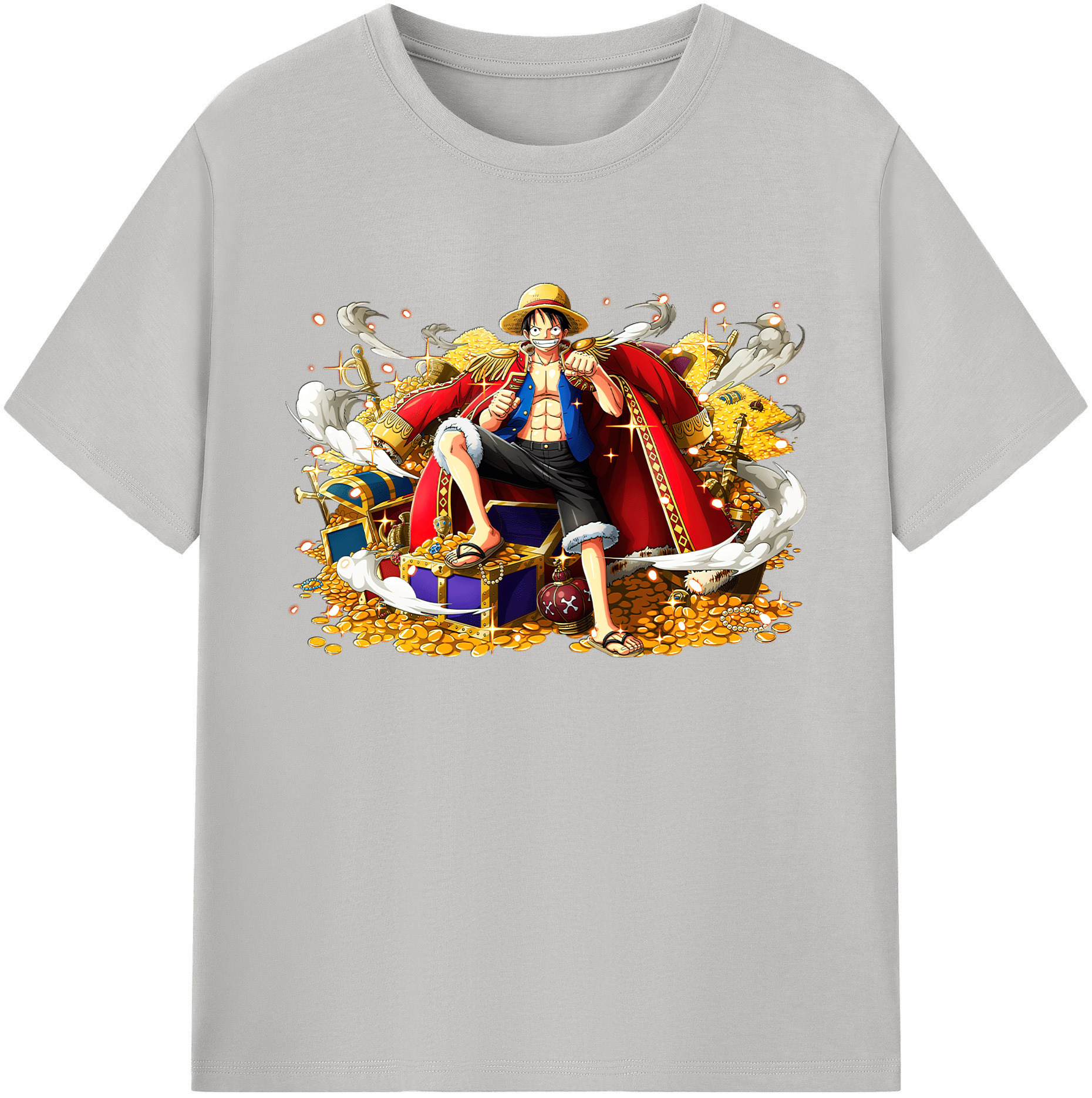 ワンピース モンキー・D・ルフィ ONE PIECE Monkey D. Luffy 綿100％ メンズ半袖Tシャツ｜肌触りやわらか＆通気性