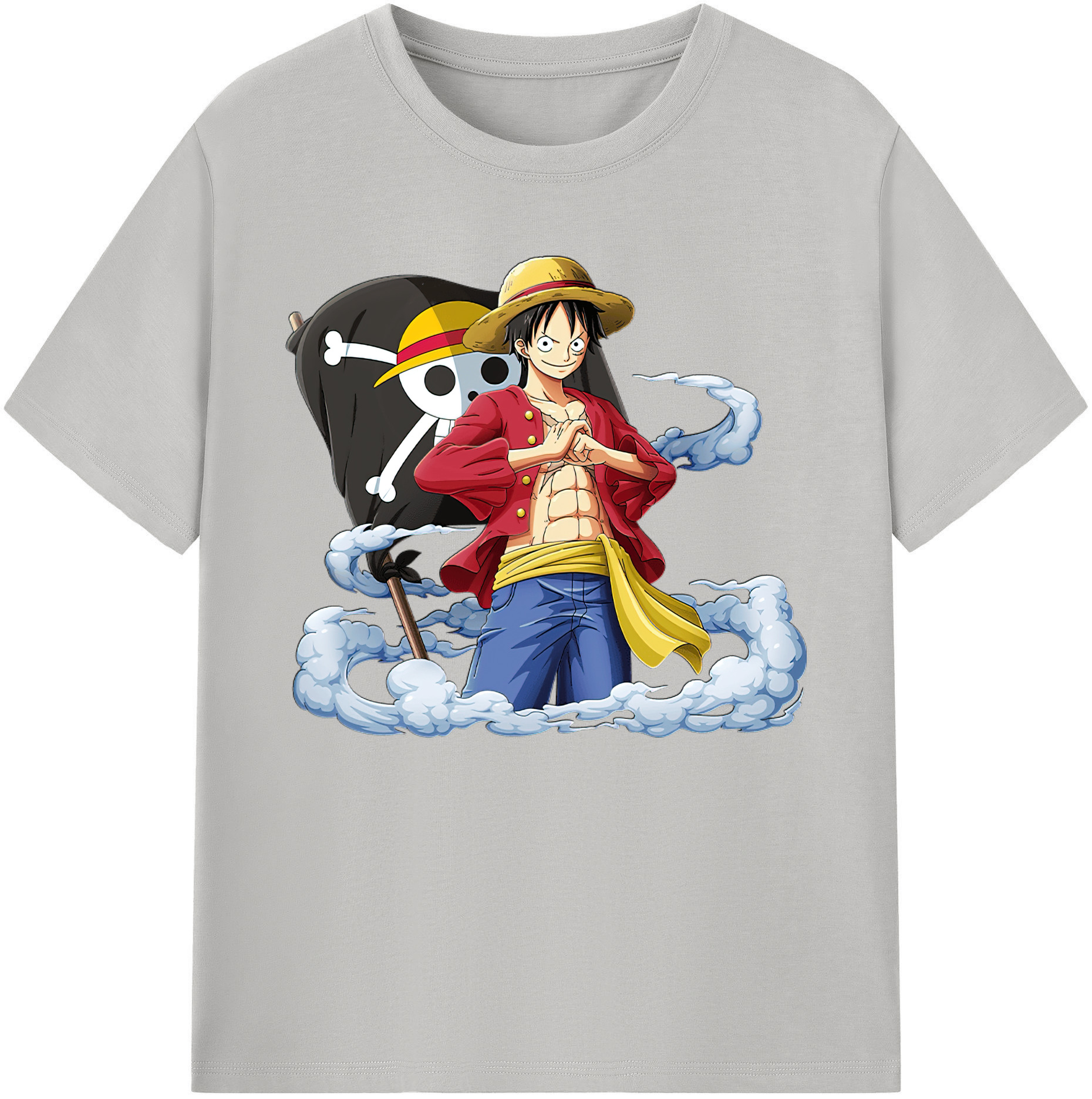 ワンピース モンキー・D・ルフィ ONE PIECE Monkey D. Luffy 綿100％ メンズ半袖Tシャツ｜肌触りやわらか＆通気性