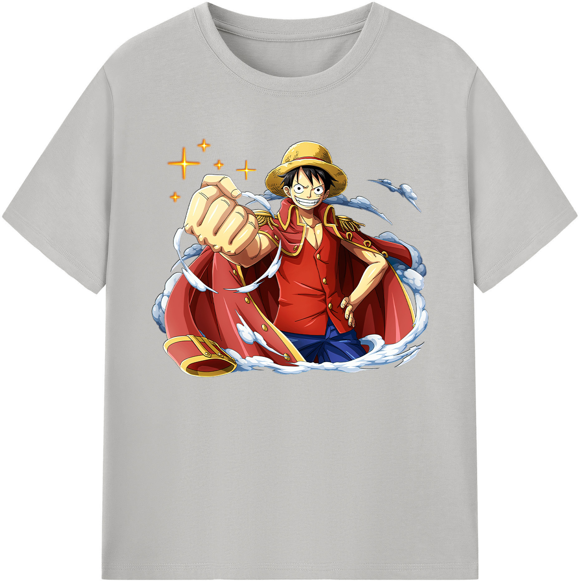 ワンピース モンキー・D・ルフィ ONE PIECE Monkey D. Luffy 綿100％ メンズ半袖Tシャツ｜肌触りやわらか＆通気性