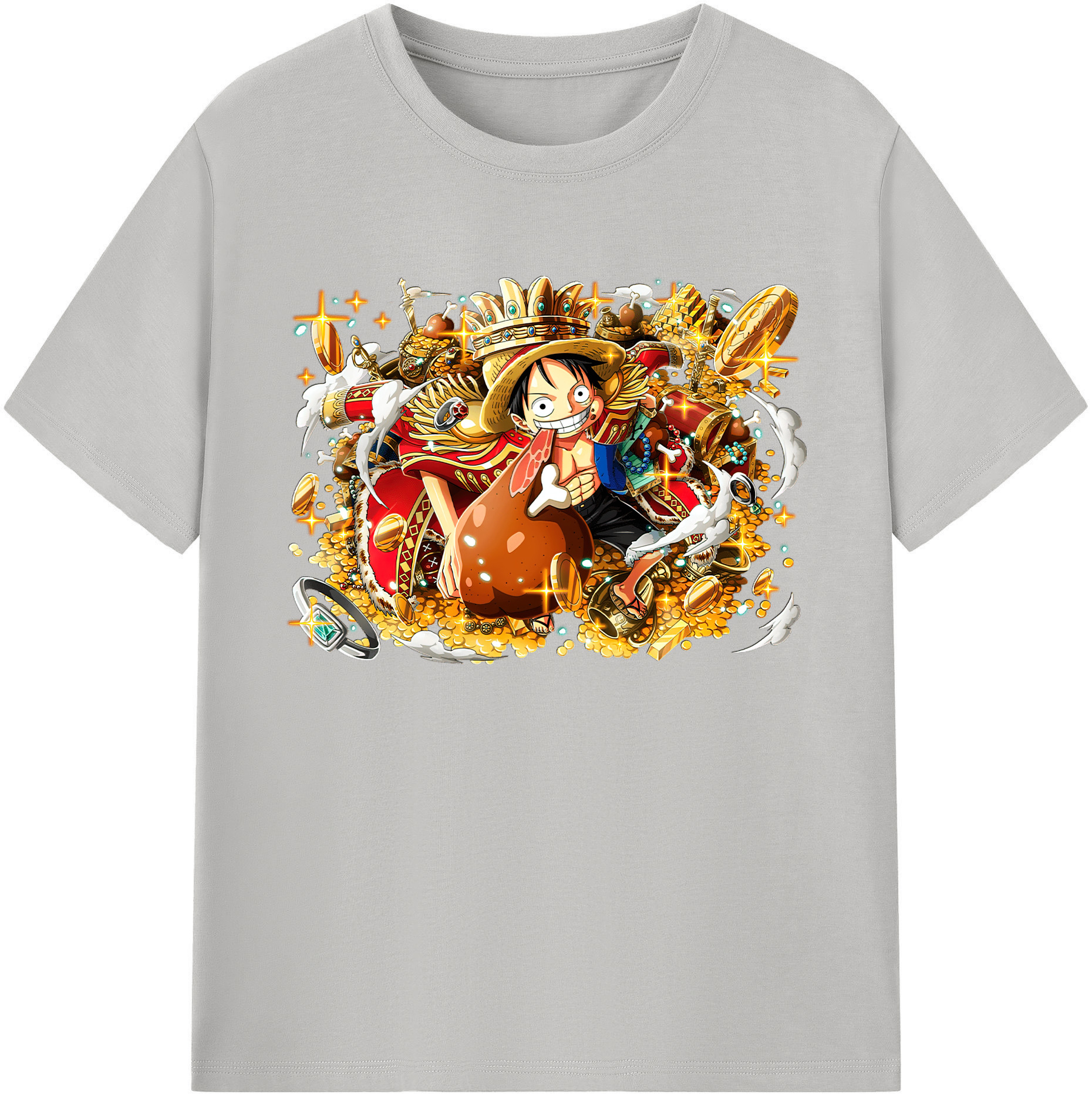 ワンピース モンキー・D・ルフィ ONE PIECE Monkey D. Luffy 綿100％ メンズ半袖Tシャツ｜肌触りやわらか＆通気性