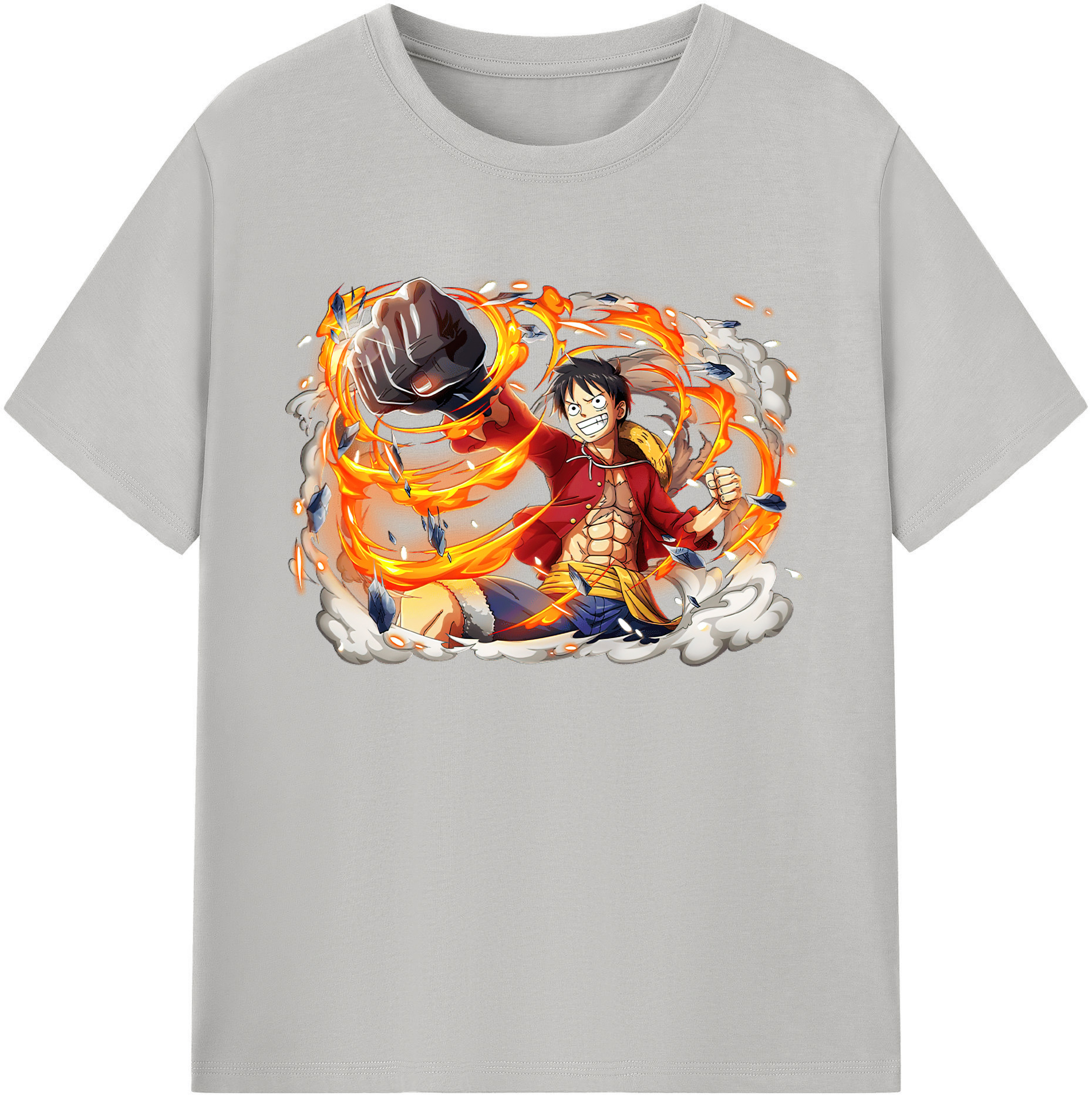 ワンピース モンキー・D・ルフィ ONE PIECE Monkey D. Luffy 綿100％ メンズ半袖Tシャツ｜肌触りやわらか＆通気性