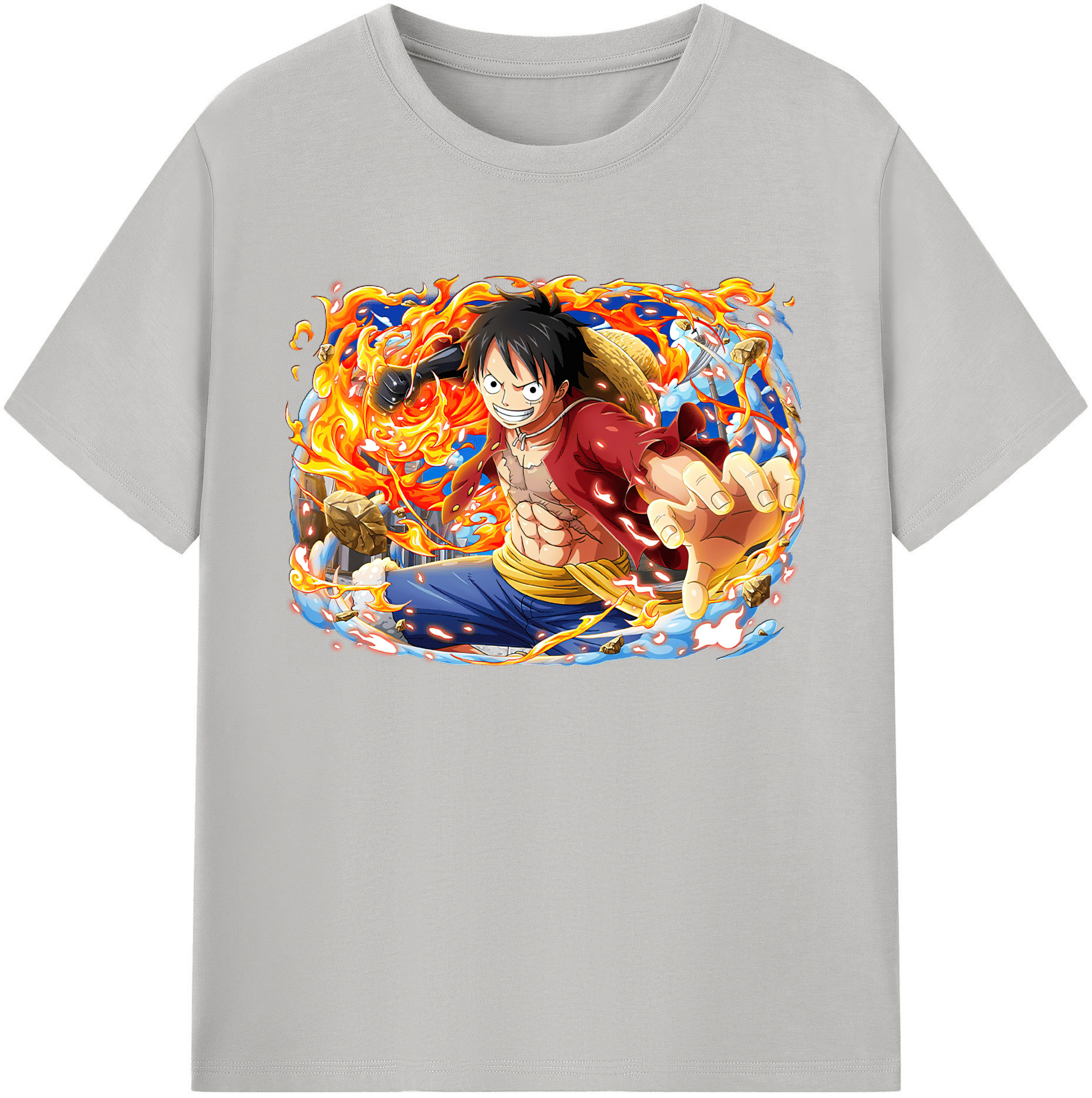 ワンピース モンキー・D・ルフィ ONE PIECE Monkey D. Luffy 綿100％ メンズ半袖Tシャツ｜肌触りやわらか＆通気性