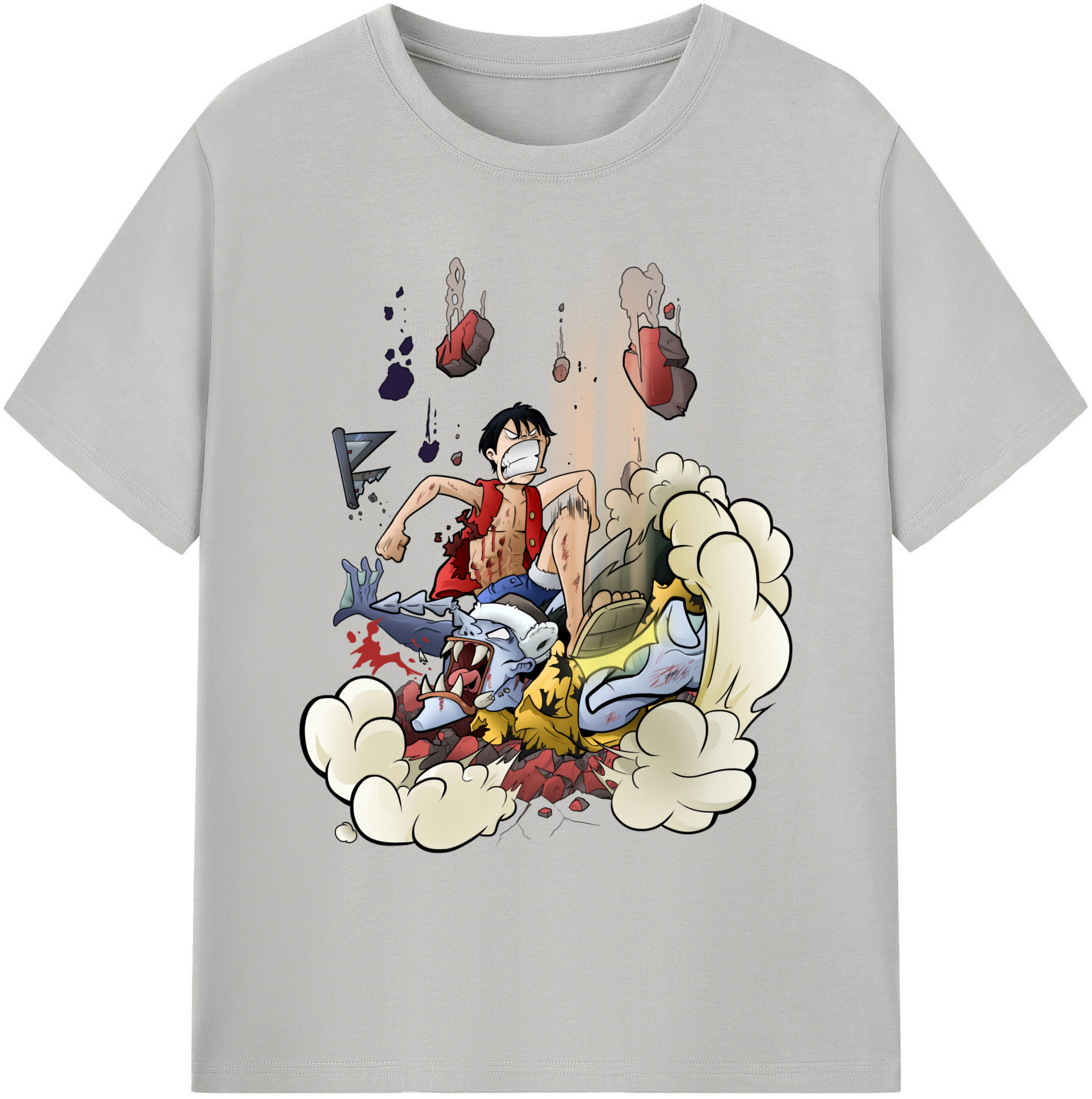 ワンピース モンキー・D・ルフィ ONE PIECE Monkey D. Luffy 綿100％ メンズ半袖Tシャツ｜肌触りやわらか＆通気性