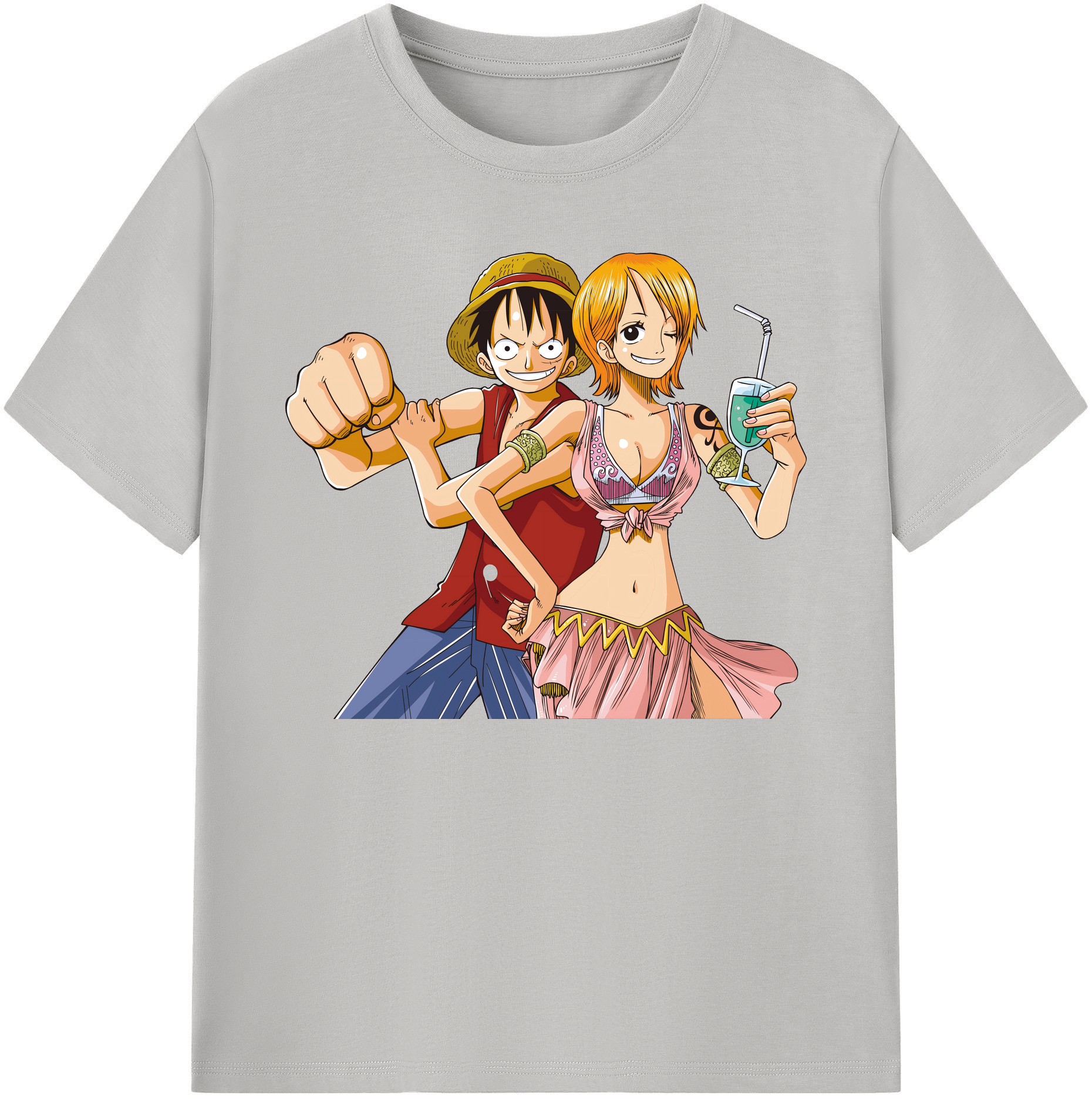 ワンピース モンキー・D・ルフィ ONE PIECE Monkey D. Luffy 綿100％ メンズ半袖Tシャツ｜肌触りやわらか＆通気性