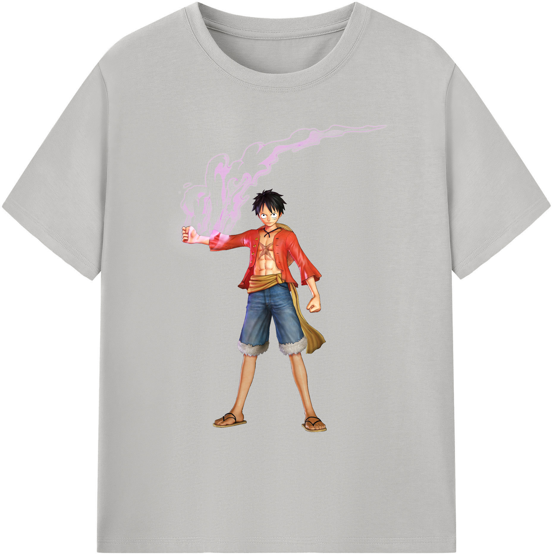 ワンピース モンキー・D・ルフィ ONE PIECE Monkey D. Luffy 綿100％ メンズ半袖Tシャツ｜肌触りやわらか＆通気性